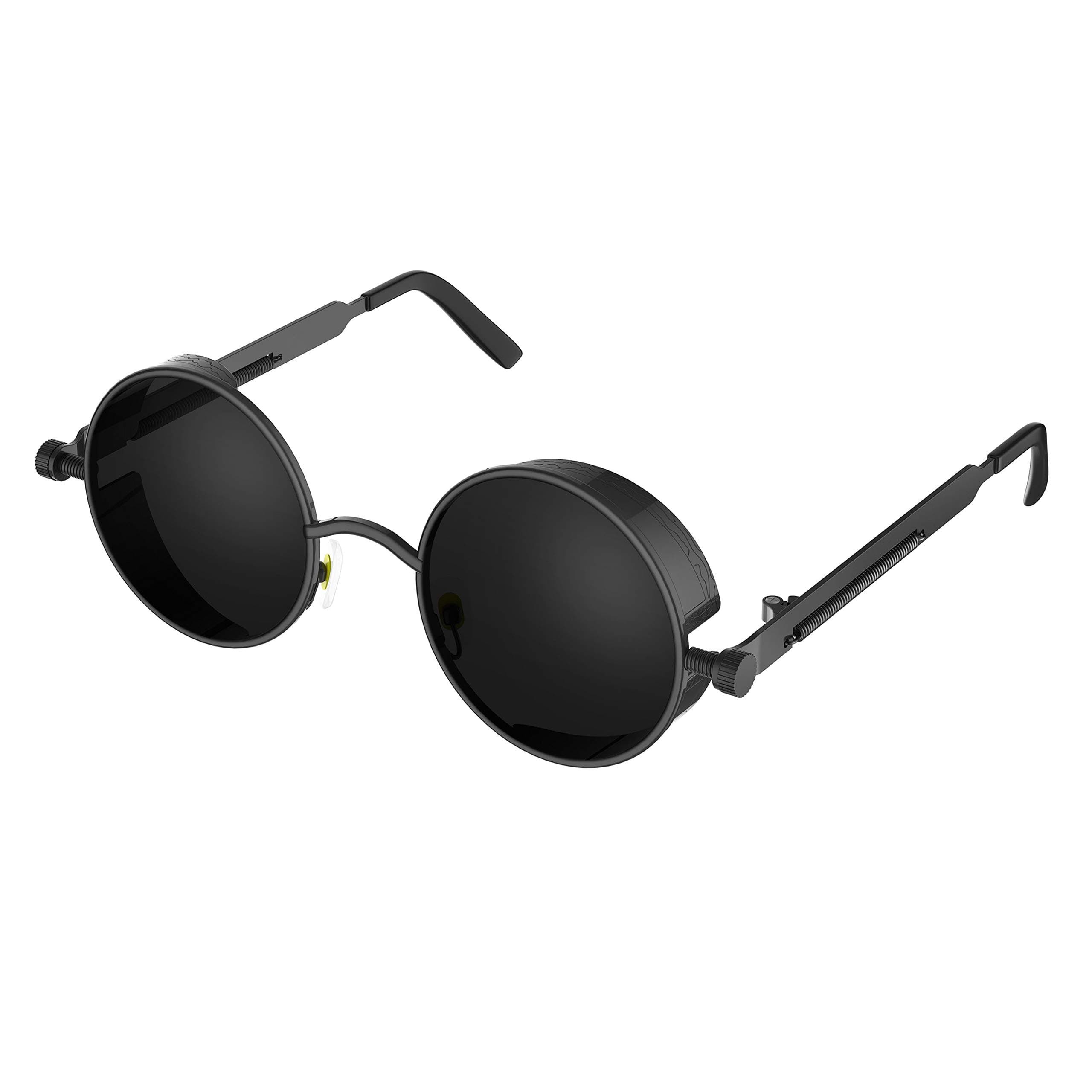 Retro Gothic Steampunk Sunglasses for Women Men Round Lens Metal Frame