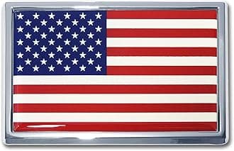 Elektroplate USA Flag All Metal Chrome Emblem | SUV Size at 3.8" x 2.5" | Weatherproof