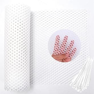 Plastic Chicken Wire Fence Mesh Poultry Fencing 11.81IN x 10FT Hexagonal Fencing Wire for Gardening, Floral Netting Chicken Wire Frame with 25Pcs Cable Ties