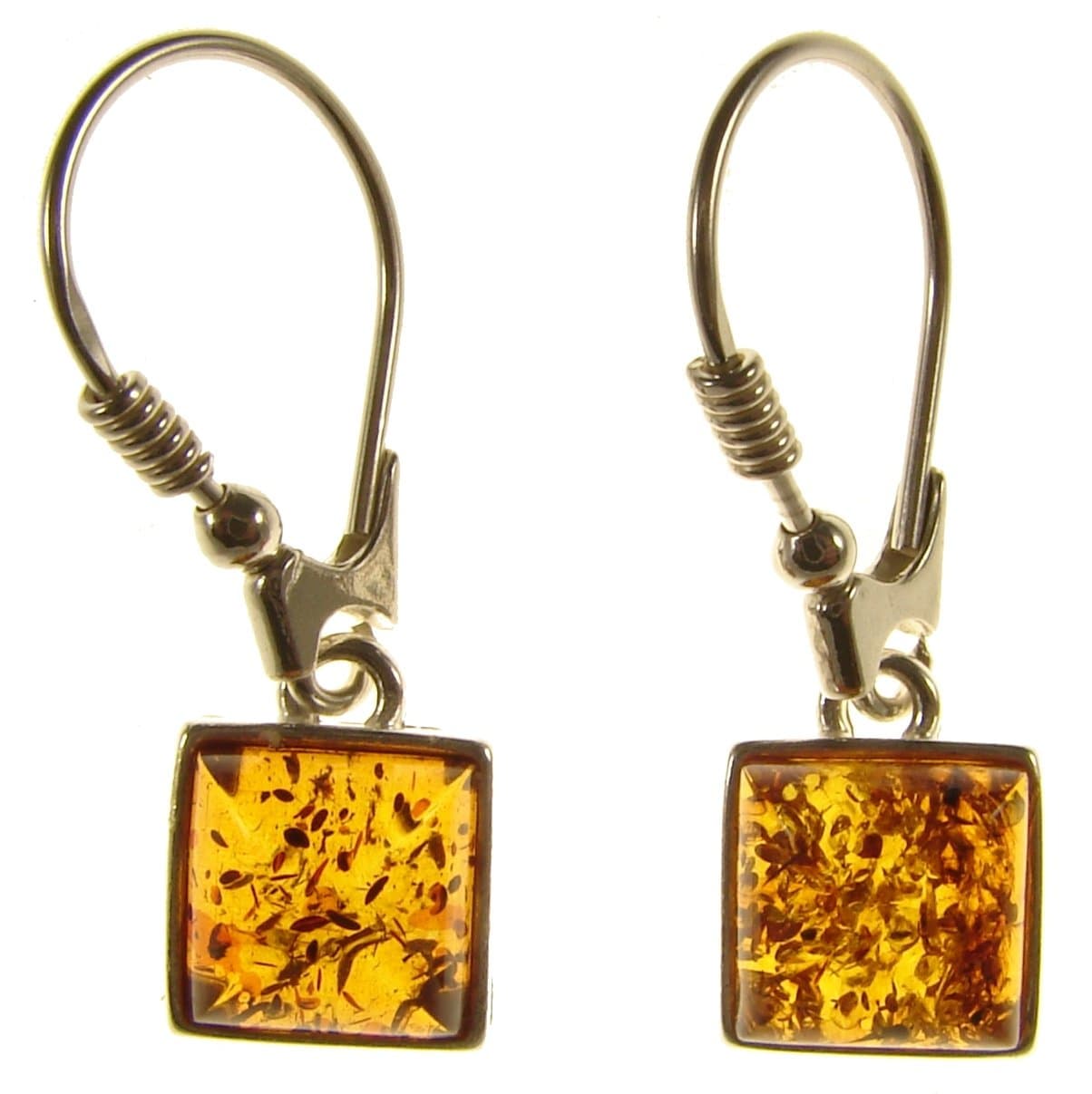 SA EarringsBaltic amber and sterling silver 925 cognac square earrings