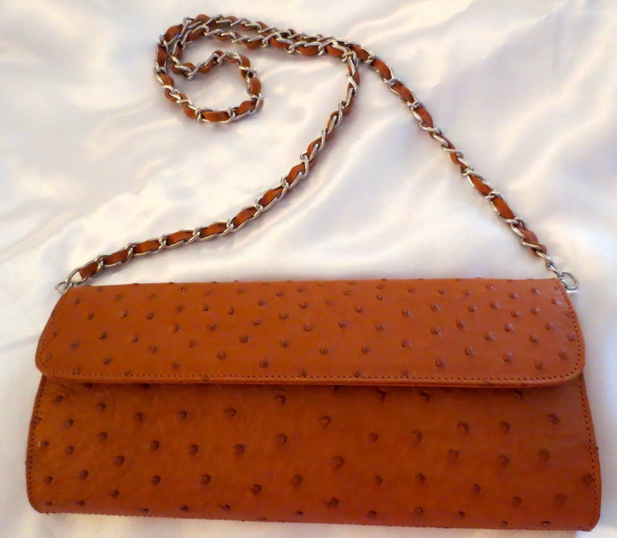 Tokai Cognac Brown 100% Authentic Free Range Ostrich Leather Handbag Made in South Africa