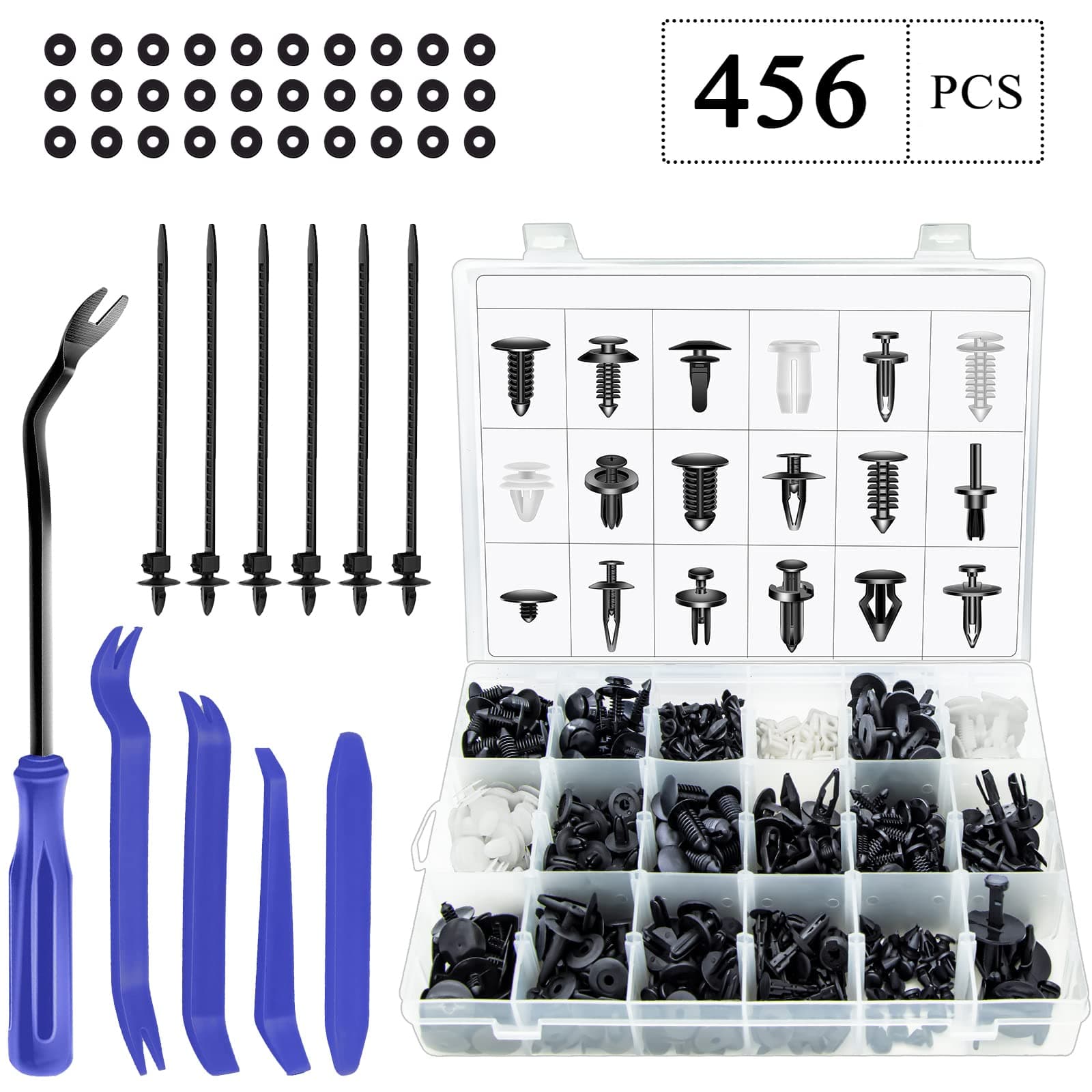 456 Pack Trim Removal Tool, Car Panel Door Audio Trim Tool Kit, Auto Clip Fastener Remover Pry Tools Set, Push Pins Clip Removal Tool Set