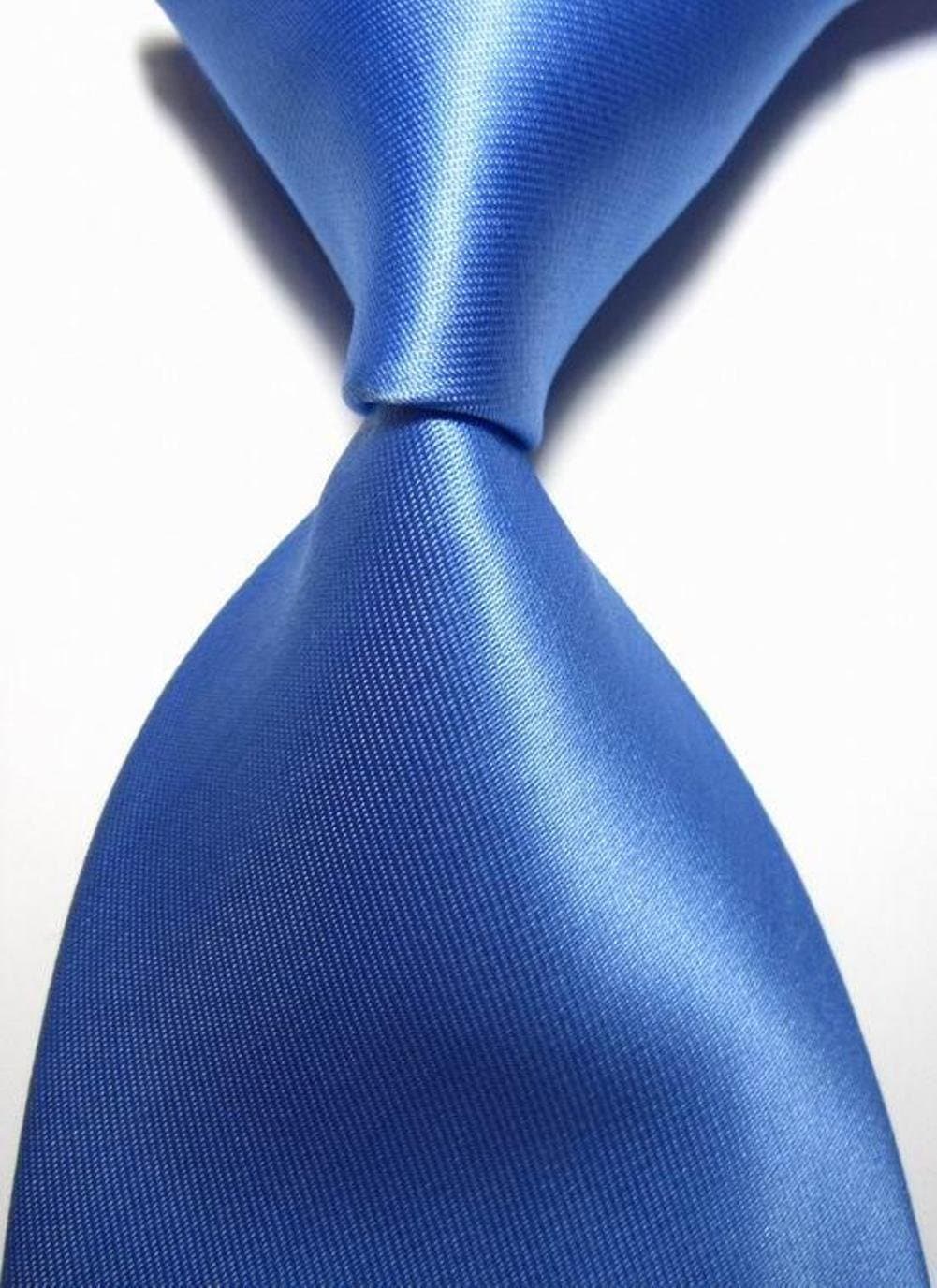 Kristy Tok Collection - The Blue Simple Plain Series Jacquard Woven Silk Men's Neckties with Designs - CPHQ (Compatible Price & High Quality)
