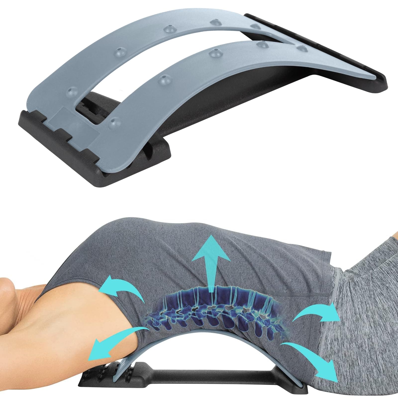 Vive Back Stretcher - Back Cracker Device - 4 Posture Corrector Cracker Board for Neck, Upper Lower Lumbar Pain Relief, Herniated Disc, Spinal Stenosis - Orthopedic Low Spine Straightener Extension