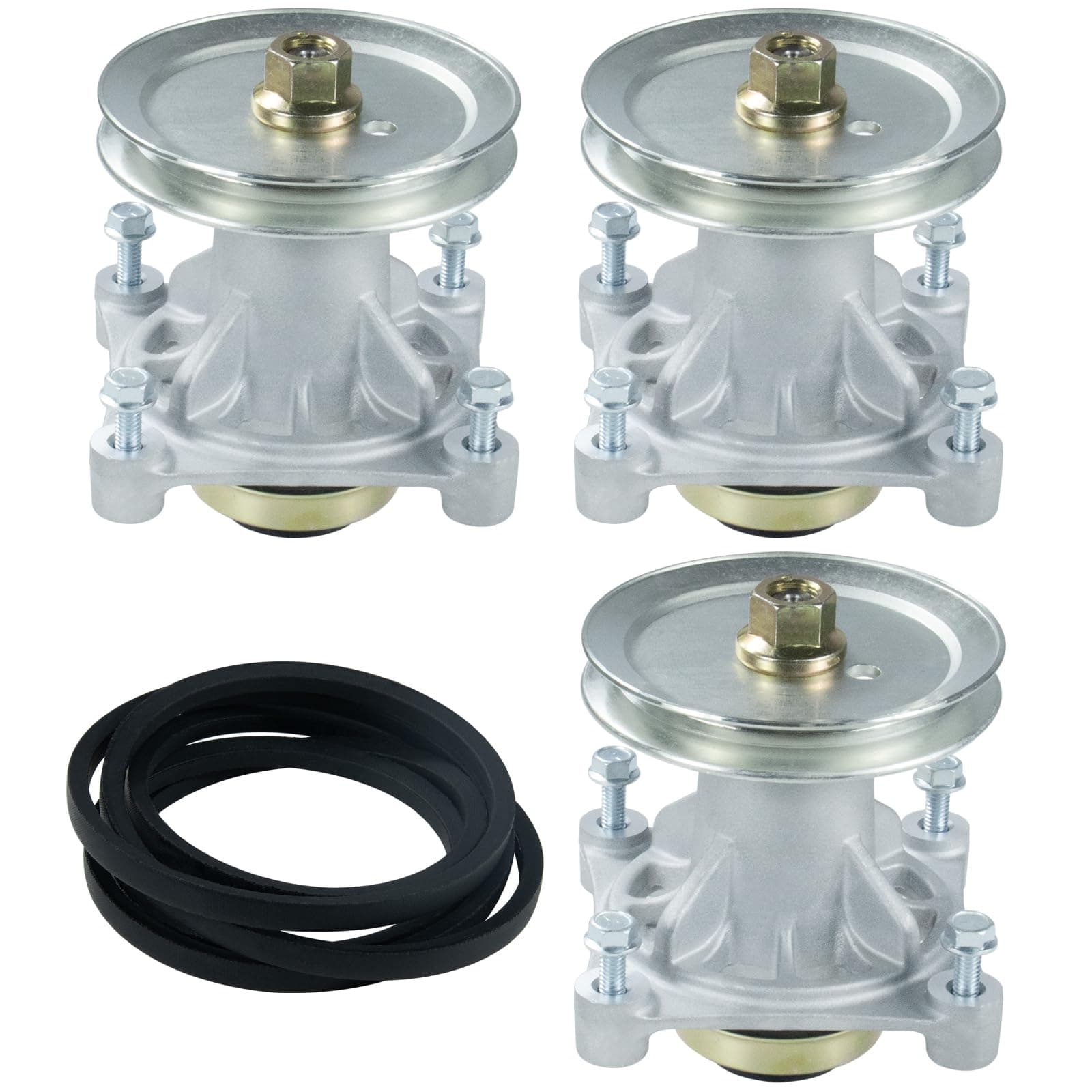 BOSFLAG3 Pack 604214 Spindle Assembly with 603988 Pulley 791988 Belt Replaces Hustler 604214 Spindle for Hustler Mower, Hustler Raptor 52 inch Spindles, 52 Hustler Raptor Spindle, Hustler 52 Spindle