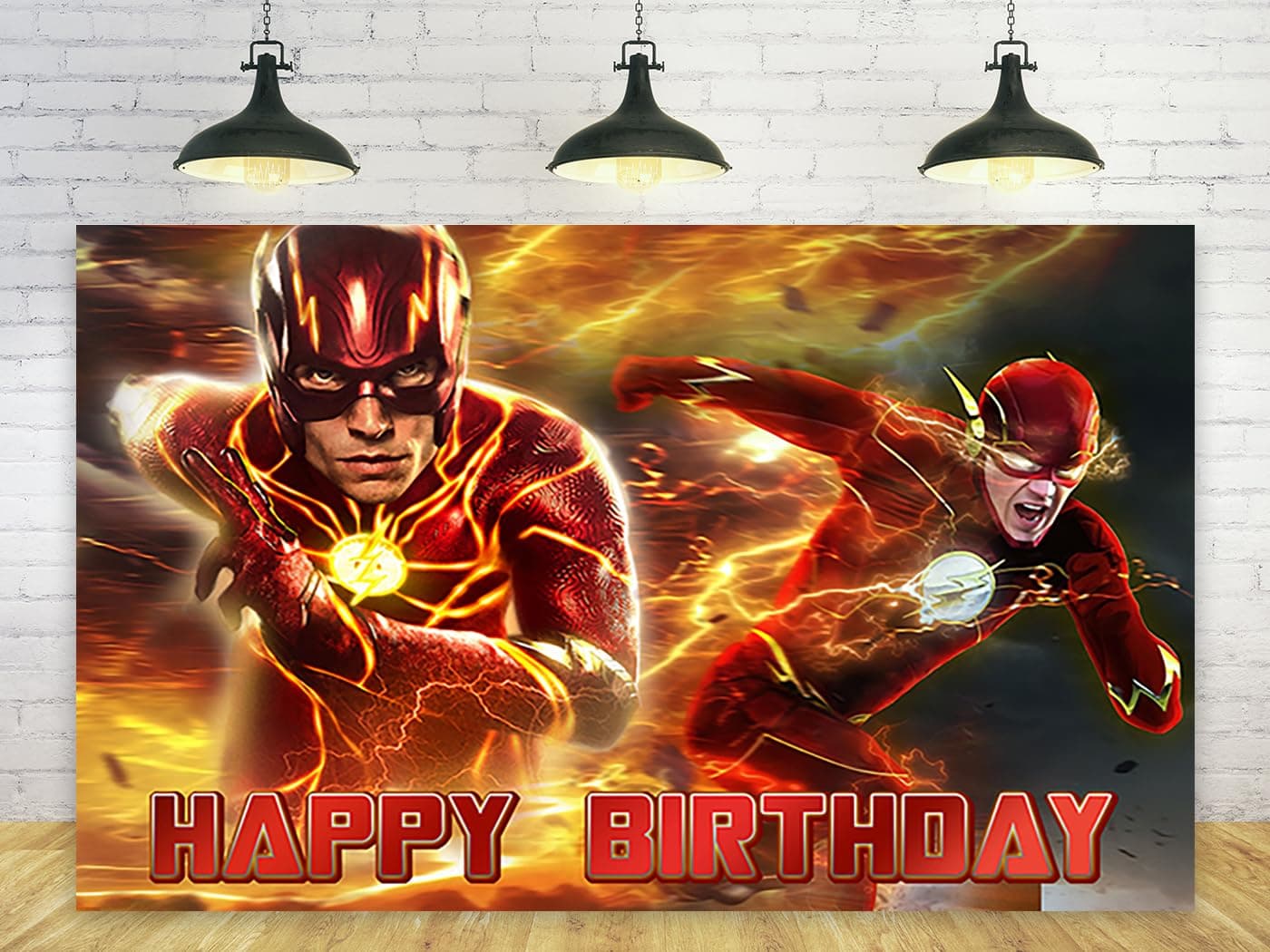 Red The Flash Backdrop for Birthday Party Decorations Hero Background for Baby Shower Party Cake Table Decorations Supplies Superhero The Flash Theme Banner 5x3ft