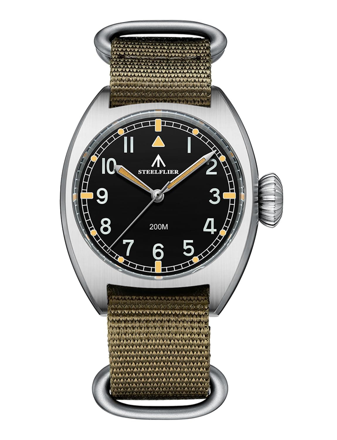 Steelfilter 36Mm Sapphire Crystal Vh31 Quartz Watches For Men Luminous Sf745 Diving 200M Waterproof, Pilot Military Black Dial Analog Watch