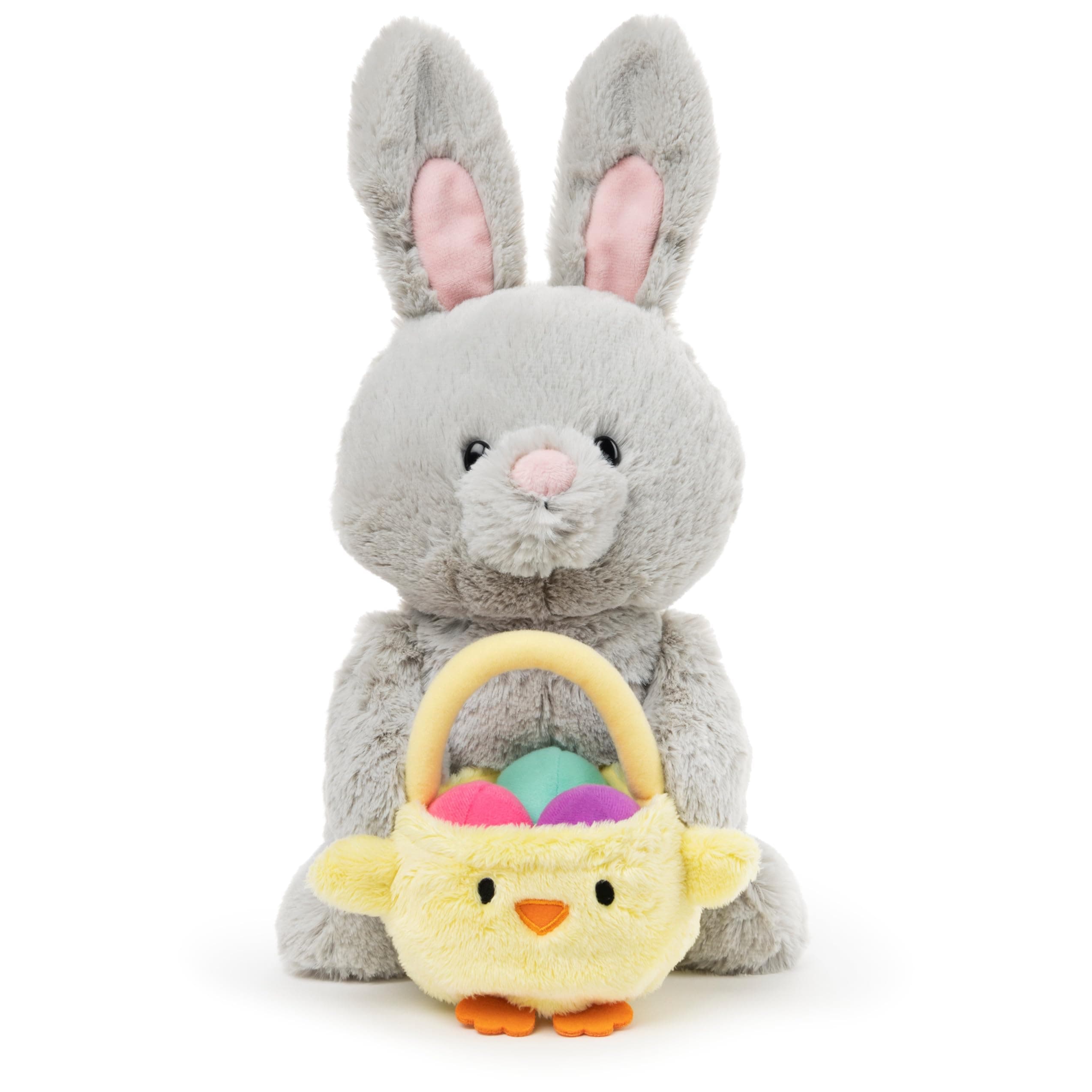 Exclusive Easter Bunny with Basket and Eggs, Bunny Stuffed Animal for Ages 1 and Up, Gray, 10"