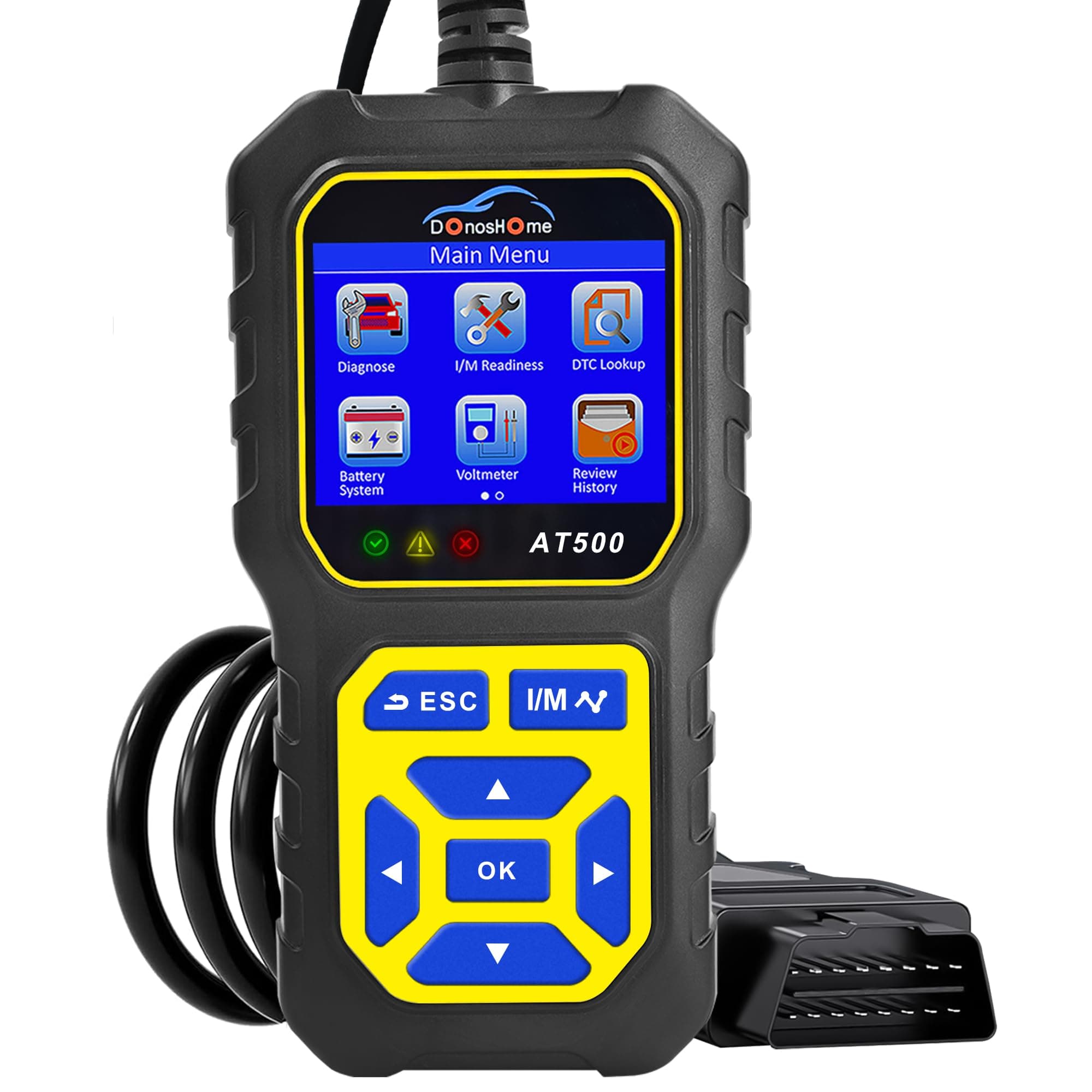 AT500 3 in 1 Professional OBD2 Scanner Check Engine Fault Code Reader CAN Diagnostic Tool for OBDII JOBD+Vehicle Battery System Analyze Voltmeter Freeze Frame DTC O2 Sensor I/M Readiness