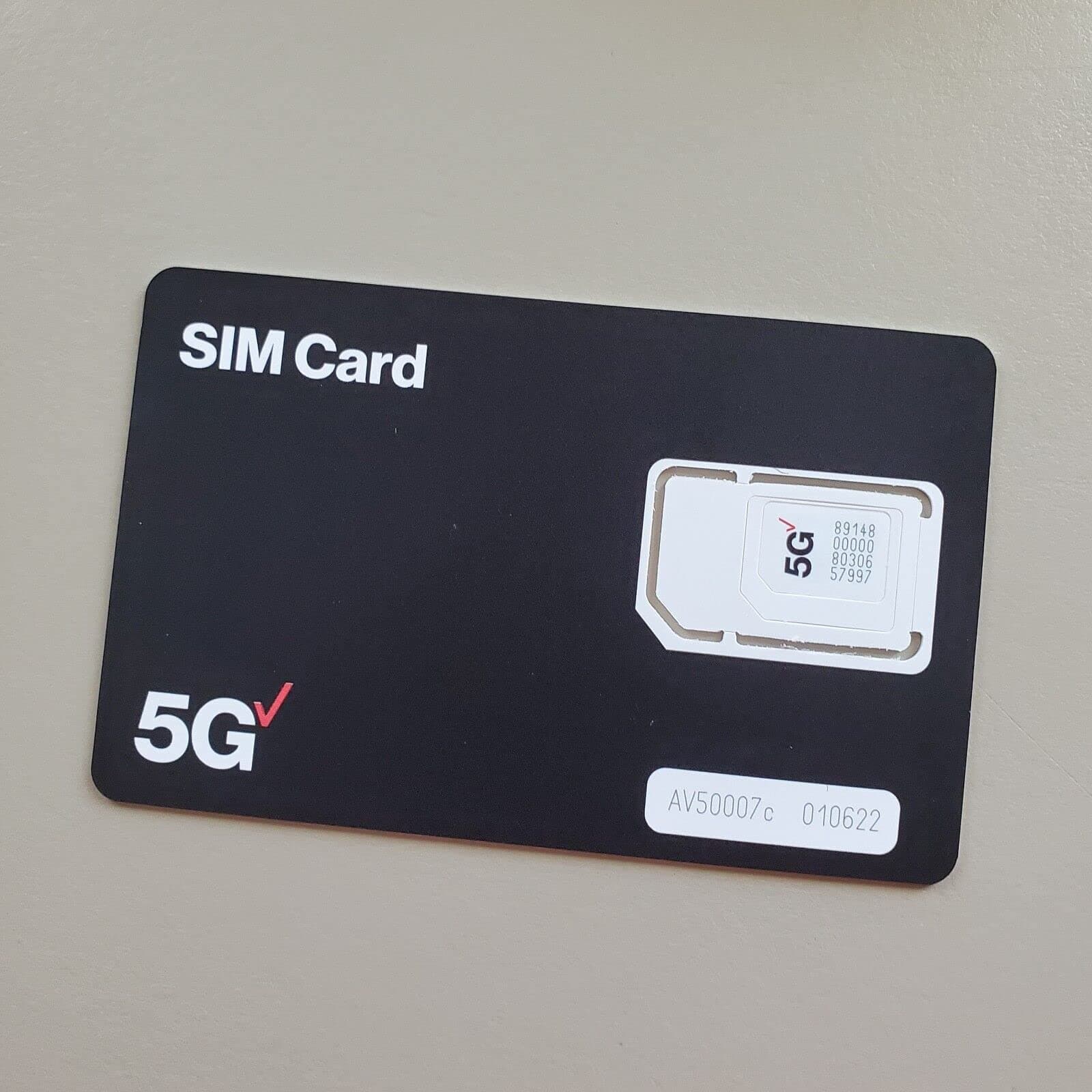 Verizon Wireless 5G & 4G LTE SIM Card Triple Cut All 3 Sizes (3-in-1), Nano/Micro/Standard Sizes (4FF / 3FF / 2FF) (BULKSIM5G-SA-A) Complete with SimBros Simkey Bundle. (10)