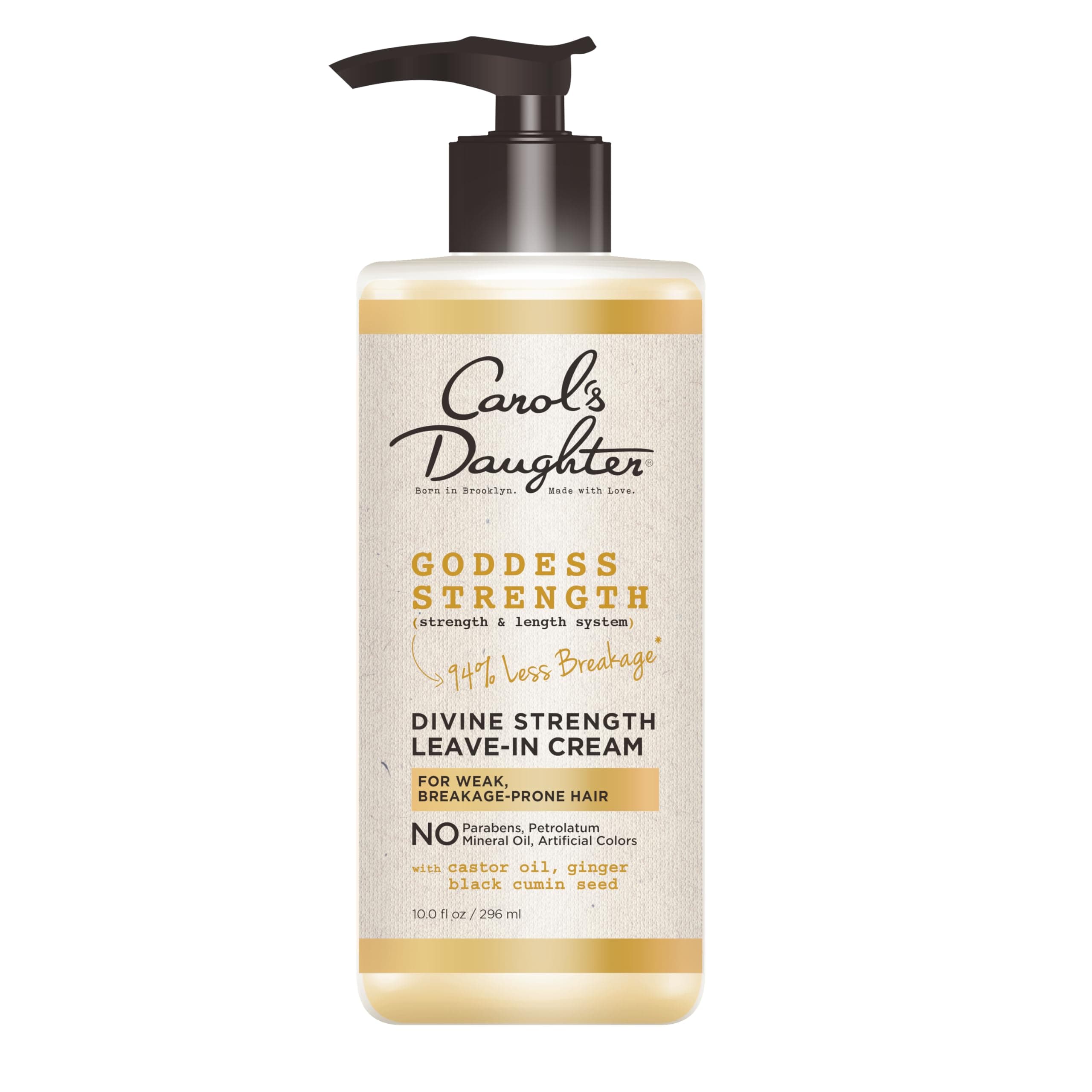 Goddess Strength, Leave-in Conditioner Cream for Curly Hair - with Castor Oil, Ginger, Black Cumin Seed, 10.0 fl oz / 296 ml