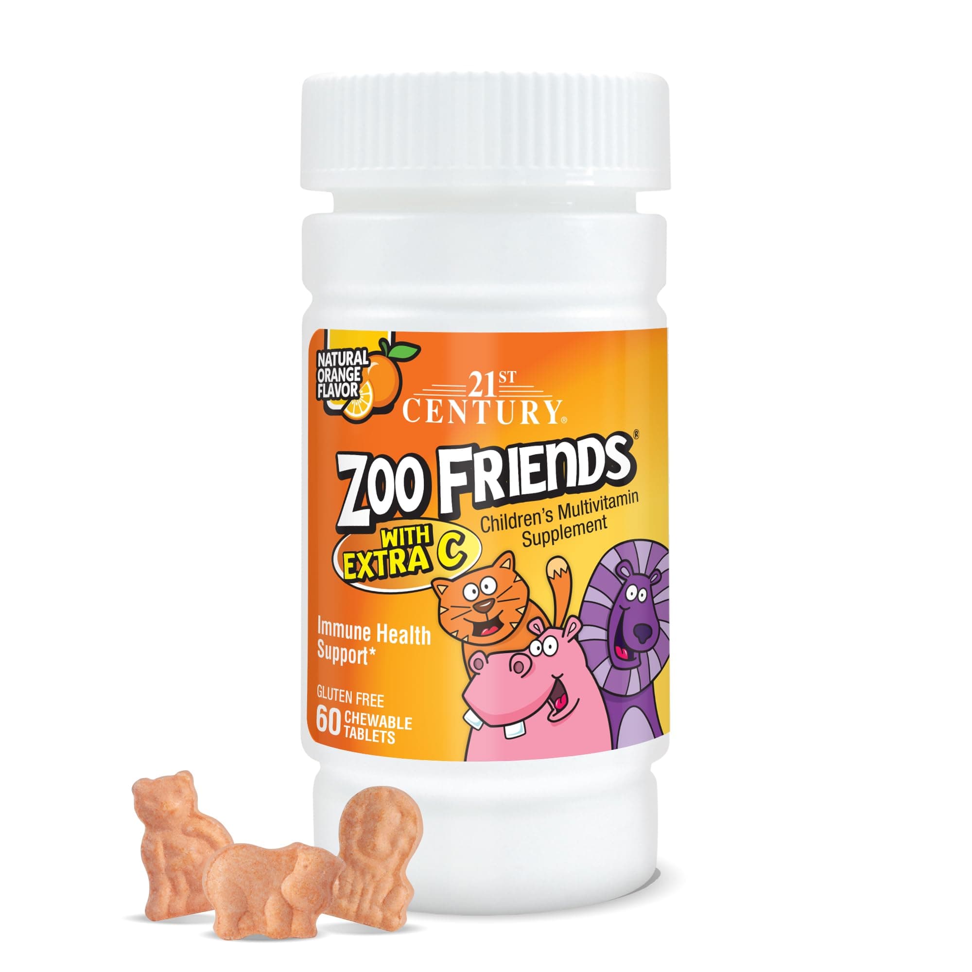 21st Century Zoo Friends, MultiVitamins & MultiMinerals with Extra C, Support Immunity & Antioxidant Nutrients, 60 Chewable Tablets