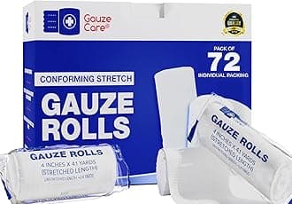 Gauze Care Rolls Pack of 72 – Premium Quality Lint and Latex-Free 4 inches x 4.1 Yards Conforming Stretch Bandages Designed for Effective Wound & Comfort - Ideal for use as a Mummy wrap
