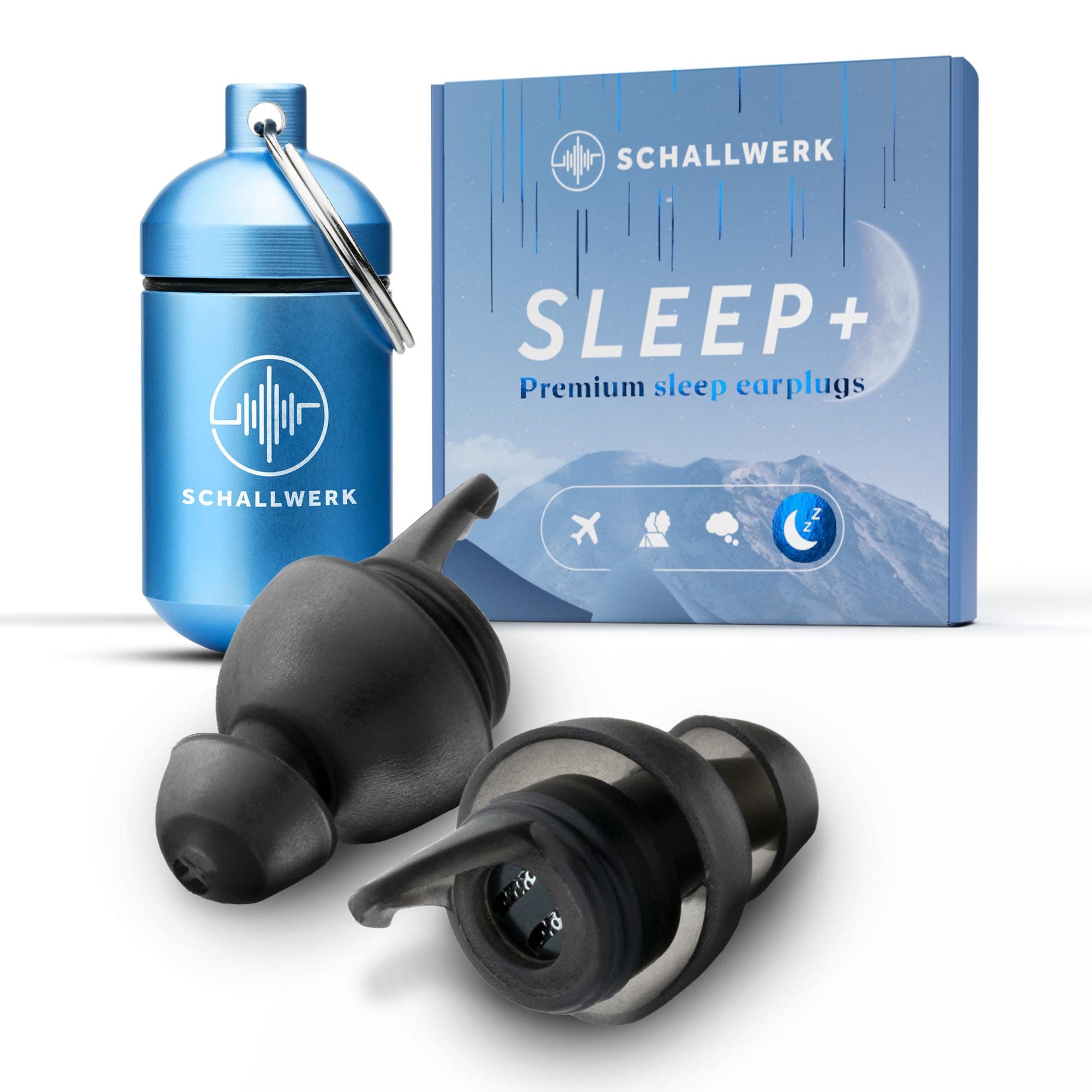Schallwerk ® Sleep+ – hearing protection ear plugs for sleeping – muffles noise & snoring – ideal for quiet sleep and against snoring
