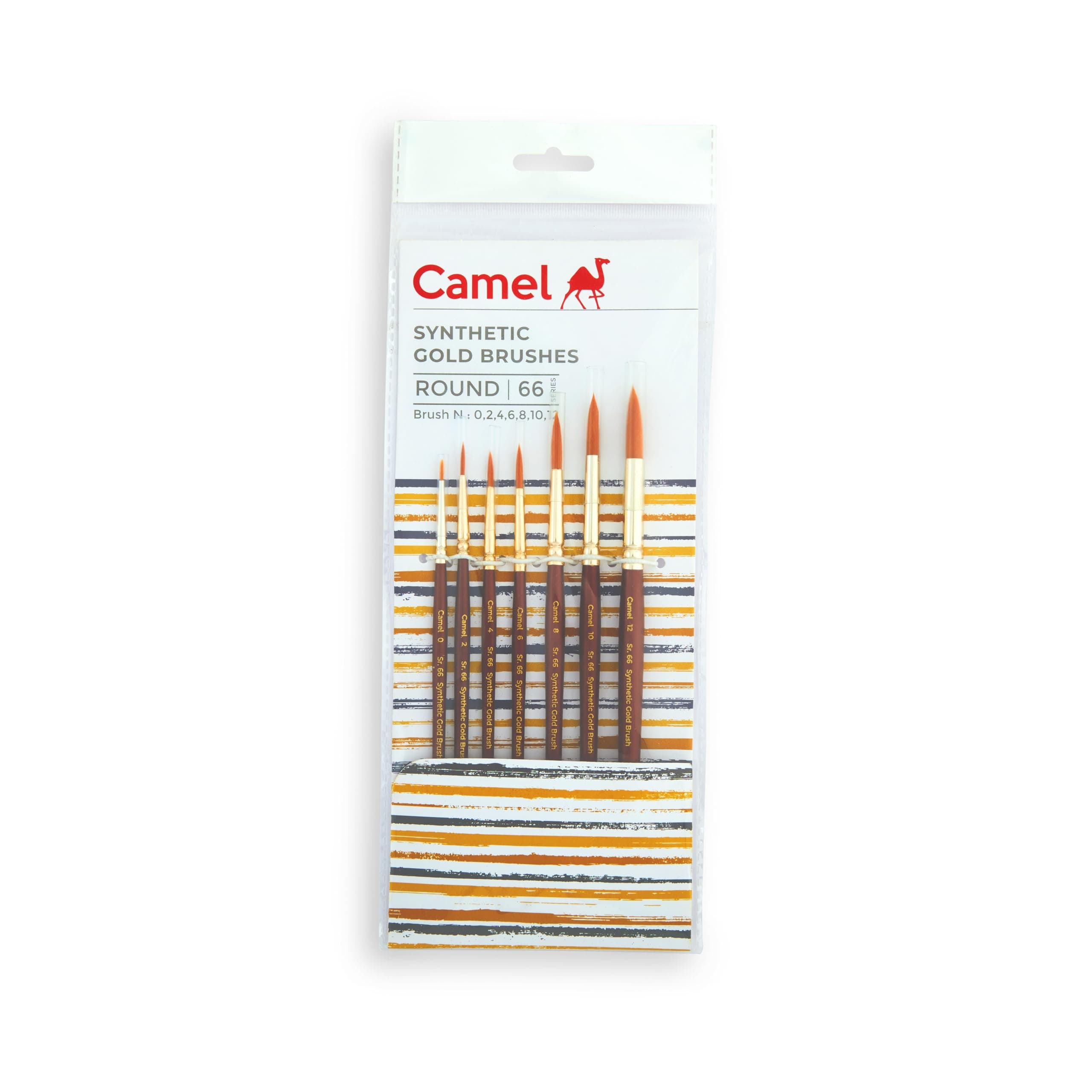 Camlin Kokuyo Paint Brush Series 66 - Round Synthetic Gold, Set of 7