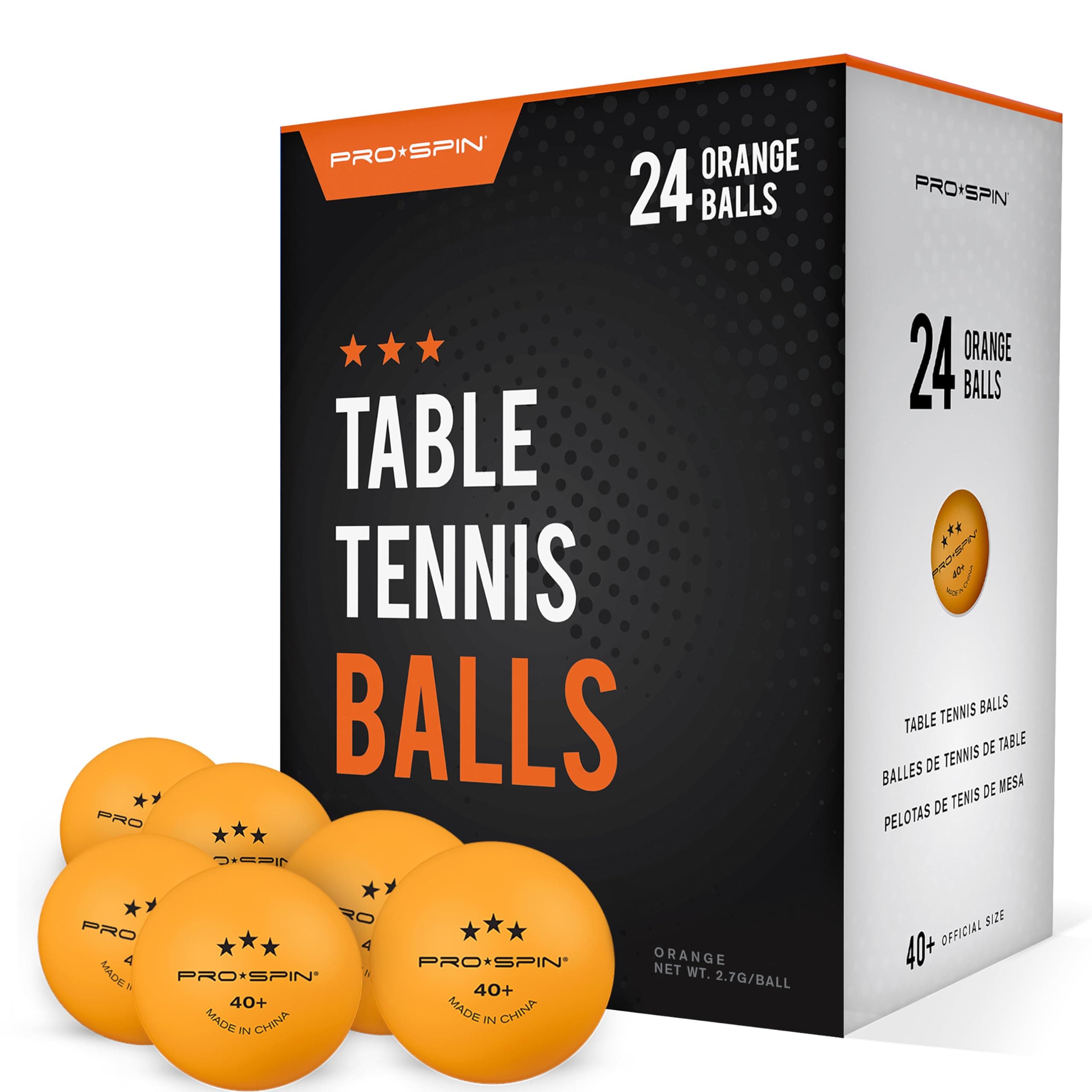 PRO-SPIN Ping Pong Balls - Orange 3-Star 40+ Table Tennis Balls | High-Performance ABS Training Balls | Ultimate Durability for Indoor & Outdoor Table Tennis