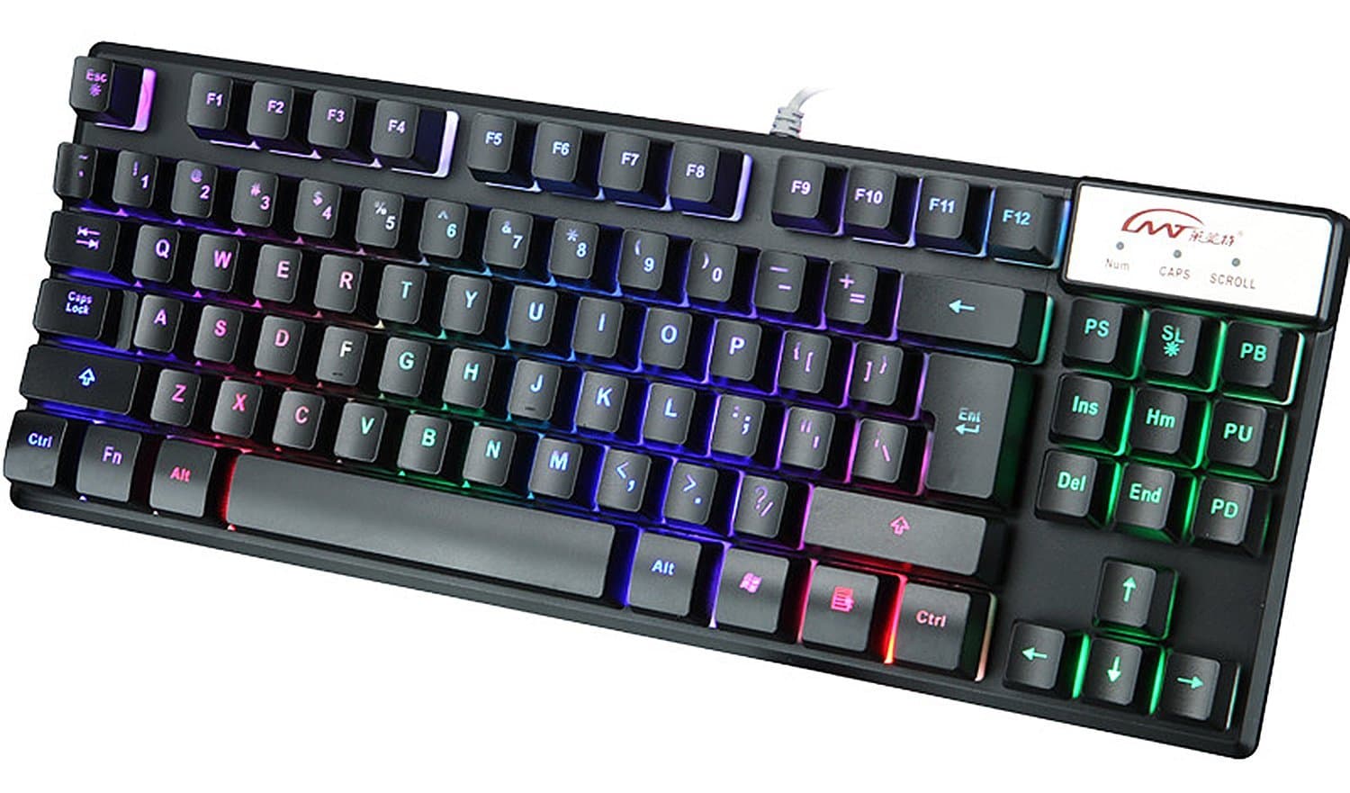 QUY Keyboard 87 Buttons Suspension Backlit Chroma Dimmable RGB LED Mechanical Gaming No Conflict(Color Black)