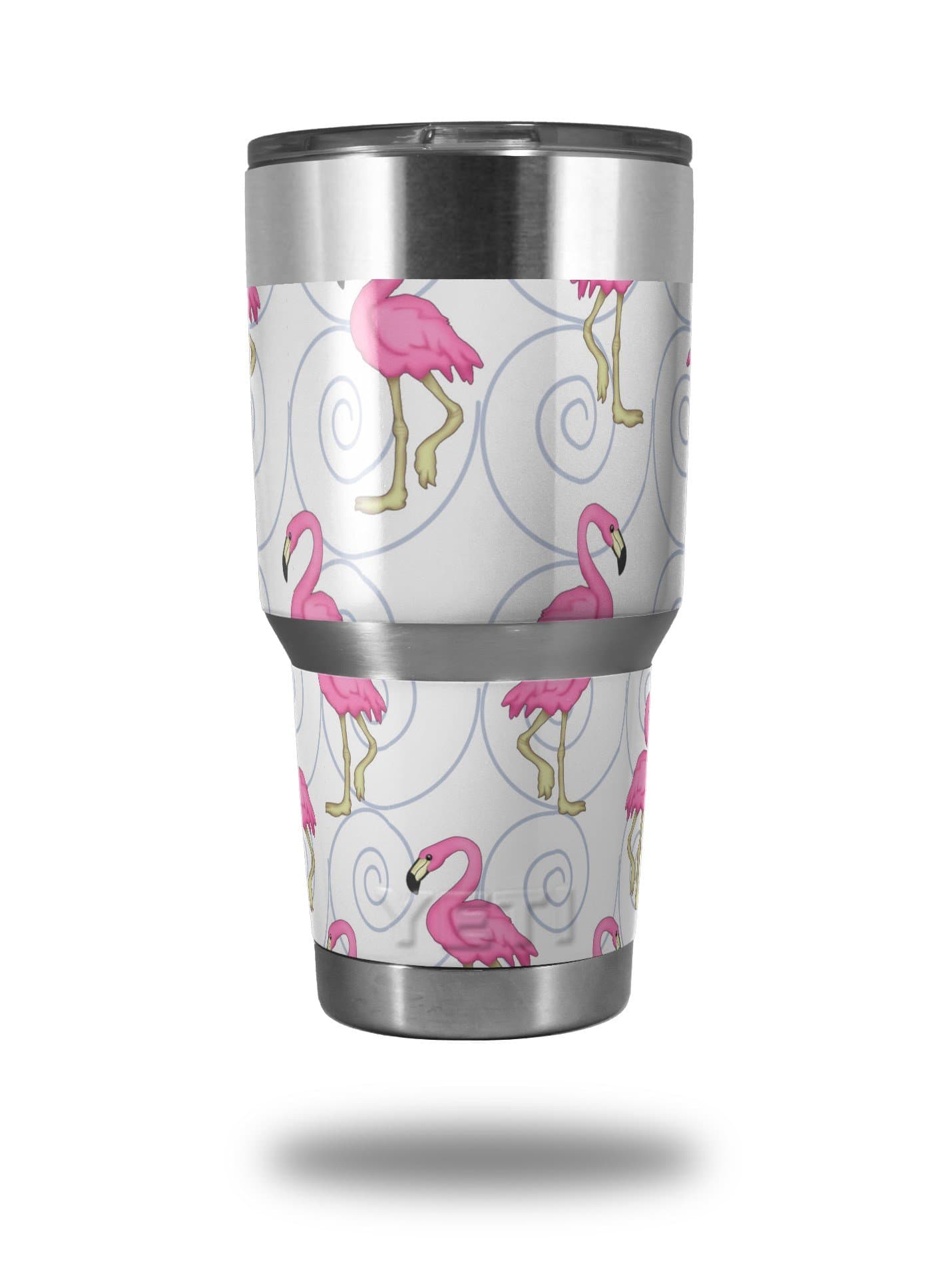 Skin Decal Wrap for Yeti Tumbler Rambler 30 oz Flamingos on White (TUMBLER NOT INCLUDED)