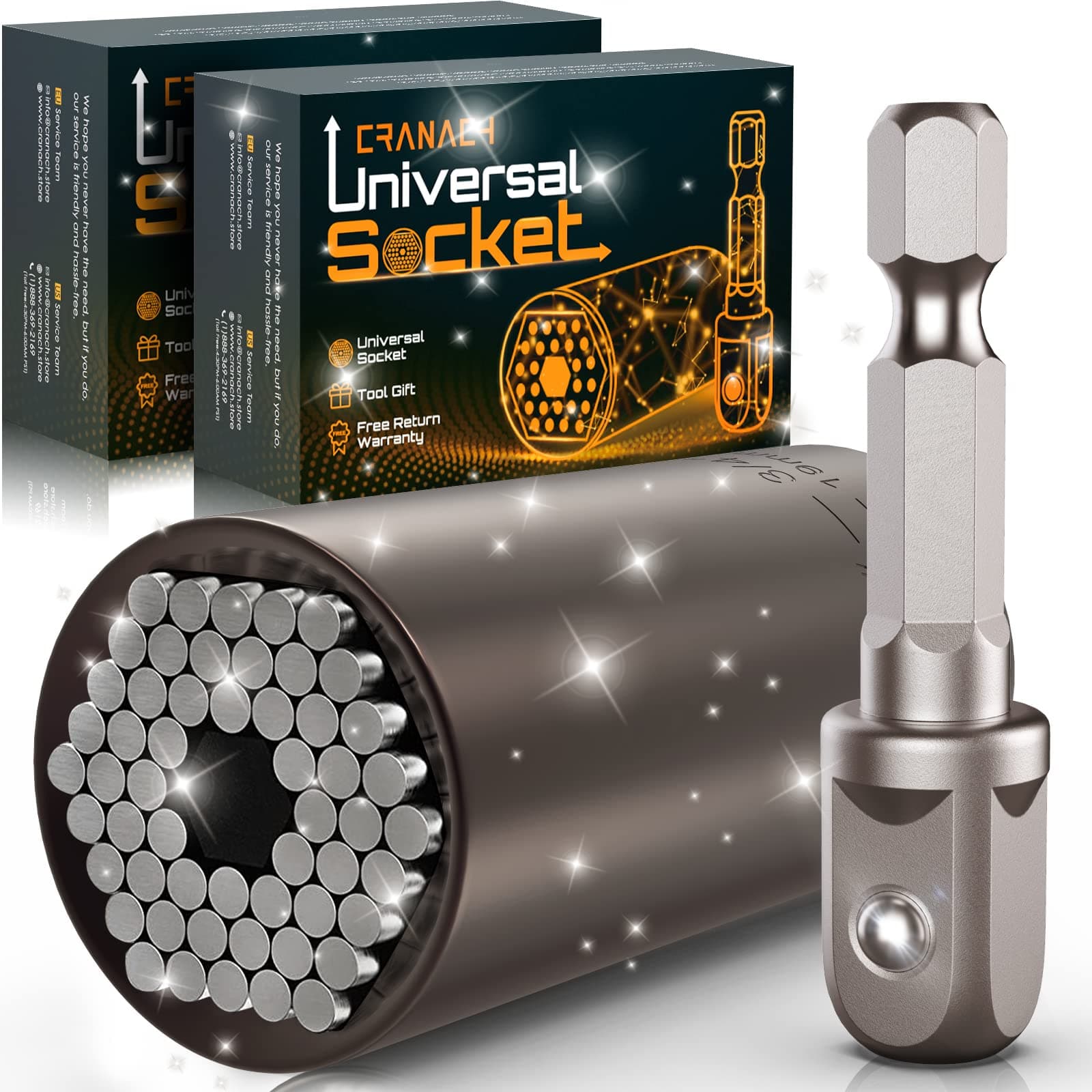 Universal Socket Tools Gifts for Men- 2 PACK Gifts for Dad Birthday Gift Super Universal Socket Set, Cool Stuff Gadgets for Men Women Husband Him Multi Socket Grip with Power Drill Adapter 7-19mm