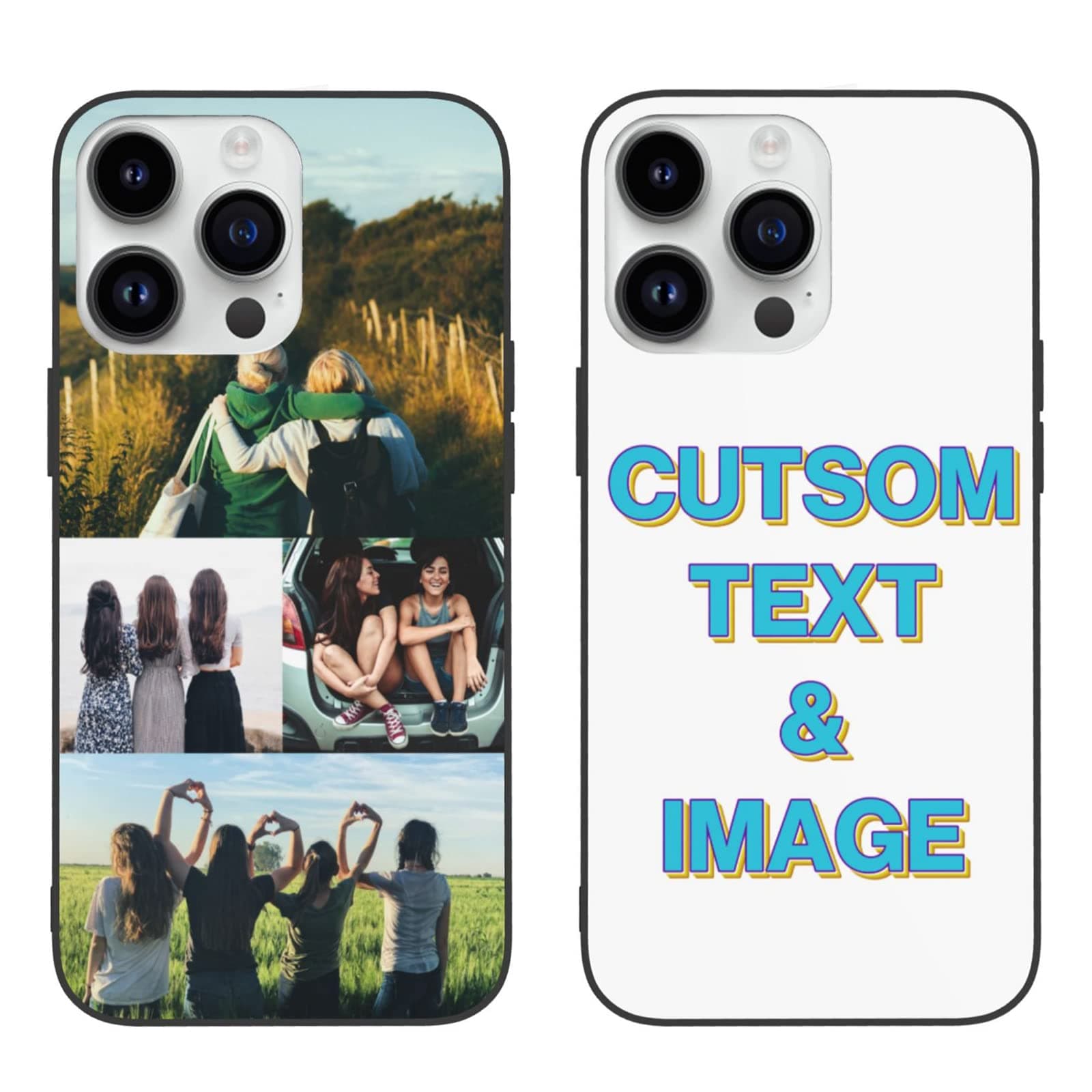 Personalized Photo Phone Case Custom Picture Design Your Own Collage Phone Cover for iPhone 15 14 13 12 11 Pro Max Mini