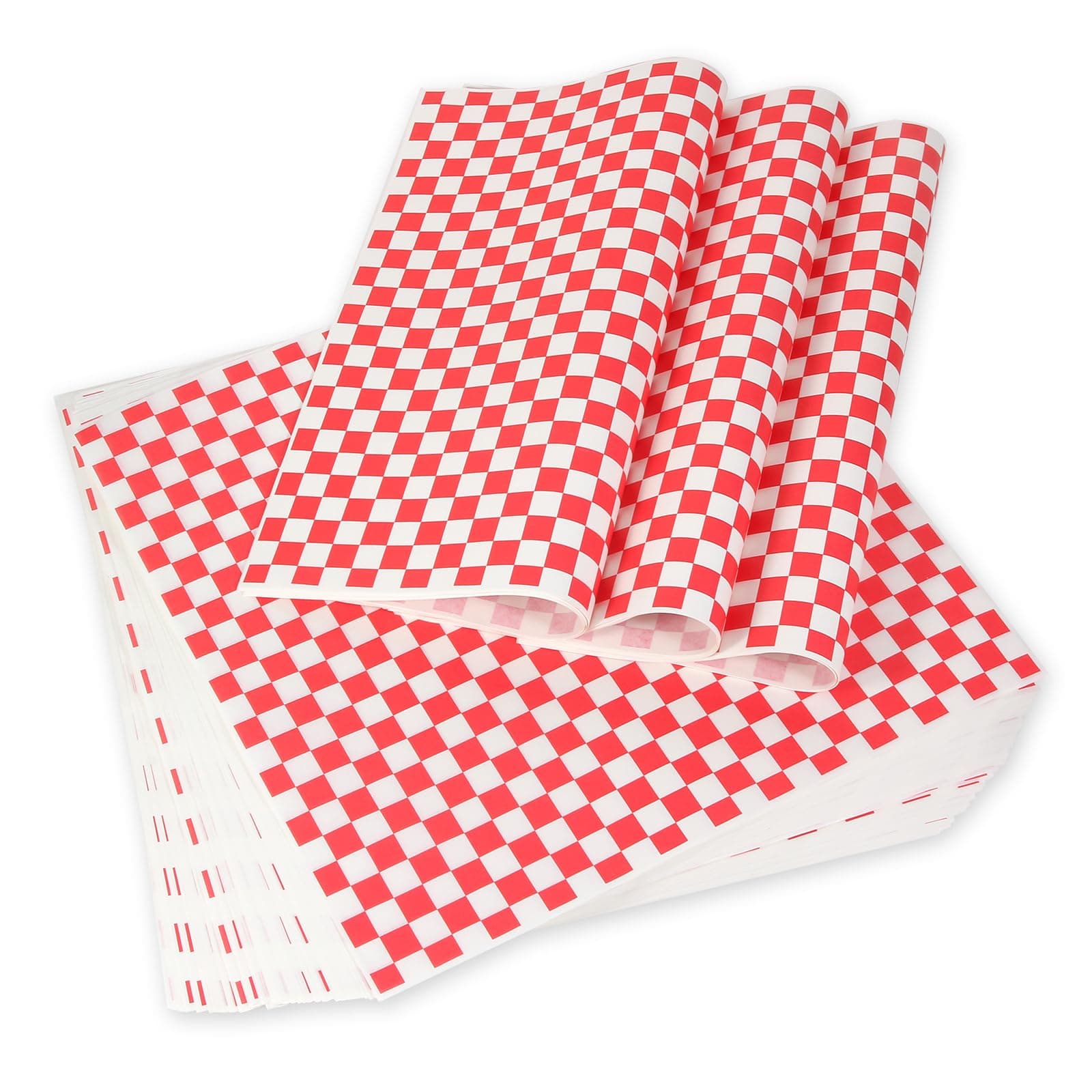 JINRGLA Deli Paper Sheets 12x12IN, 100Pcs Premium Wax Paper Sheets for Food Basket Liners, Greaseproof Parchment Paper Sheets, Classic Sandwich Wrapping Paper for BBQ, Festival & Party, Red Checkered