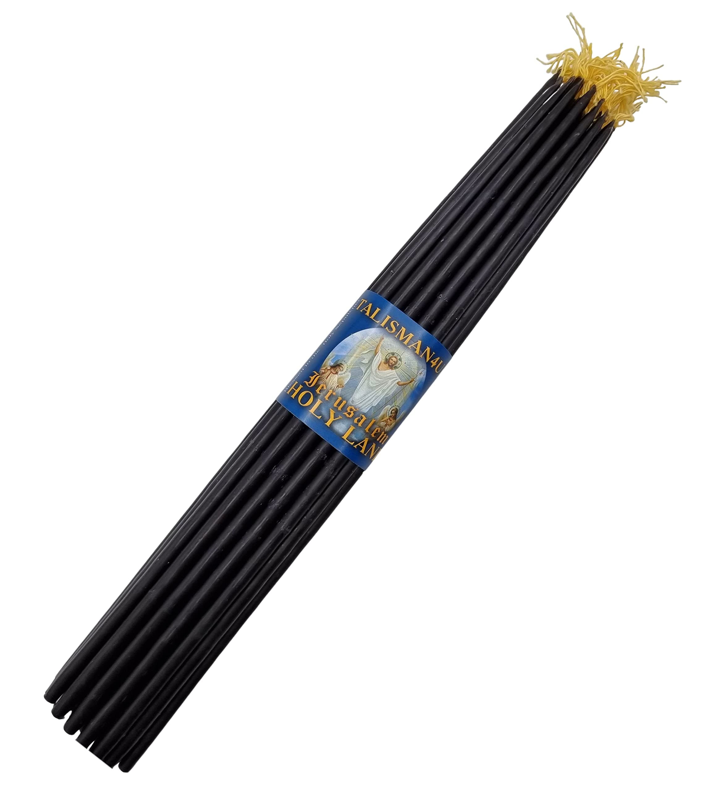 33 Natural 100% Beeswax Taper Candles 11 inch Tall Blessed Church Jerusalem Holy Land Candles (Black)