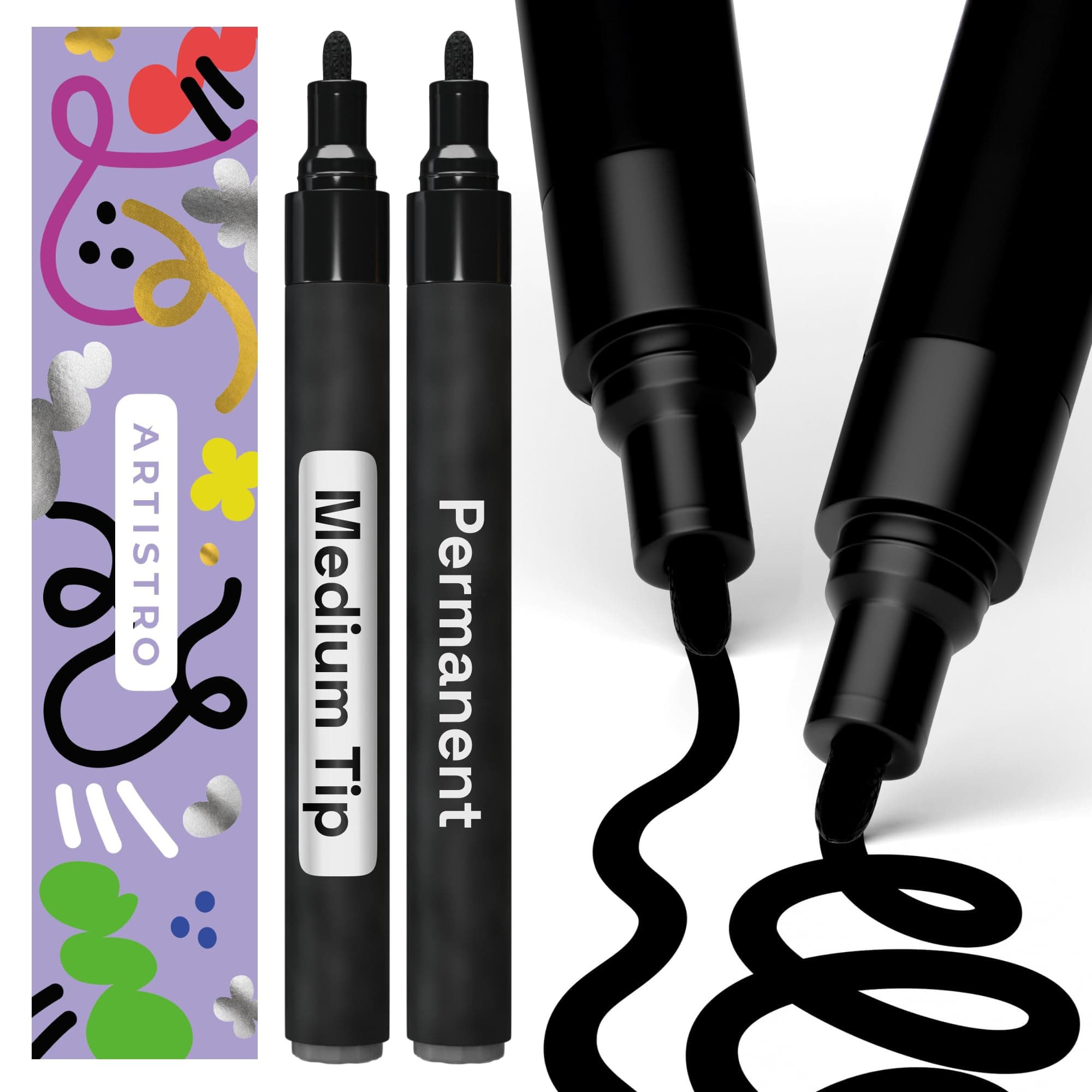 ARTISTRO Set of 2 Oil-Based Paint Pens Medium Black