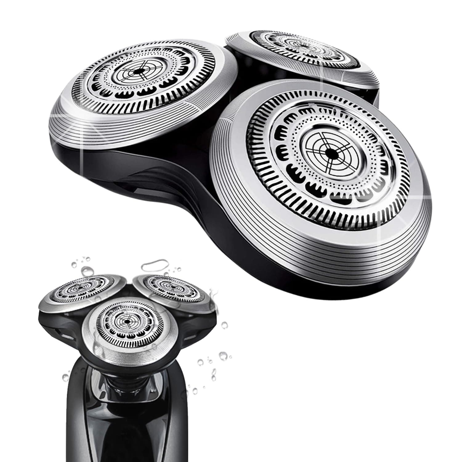 Durimi SH90 Replacement Rotary Heads for Philips Norelco Shavers Series 9000, New Version of Metal Wheel Buckle and Upgrade Double-Layer Precision Blades