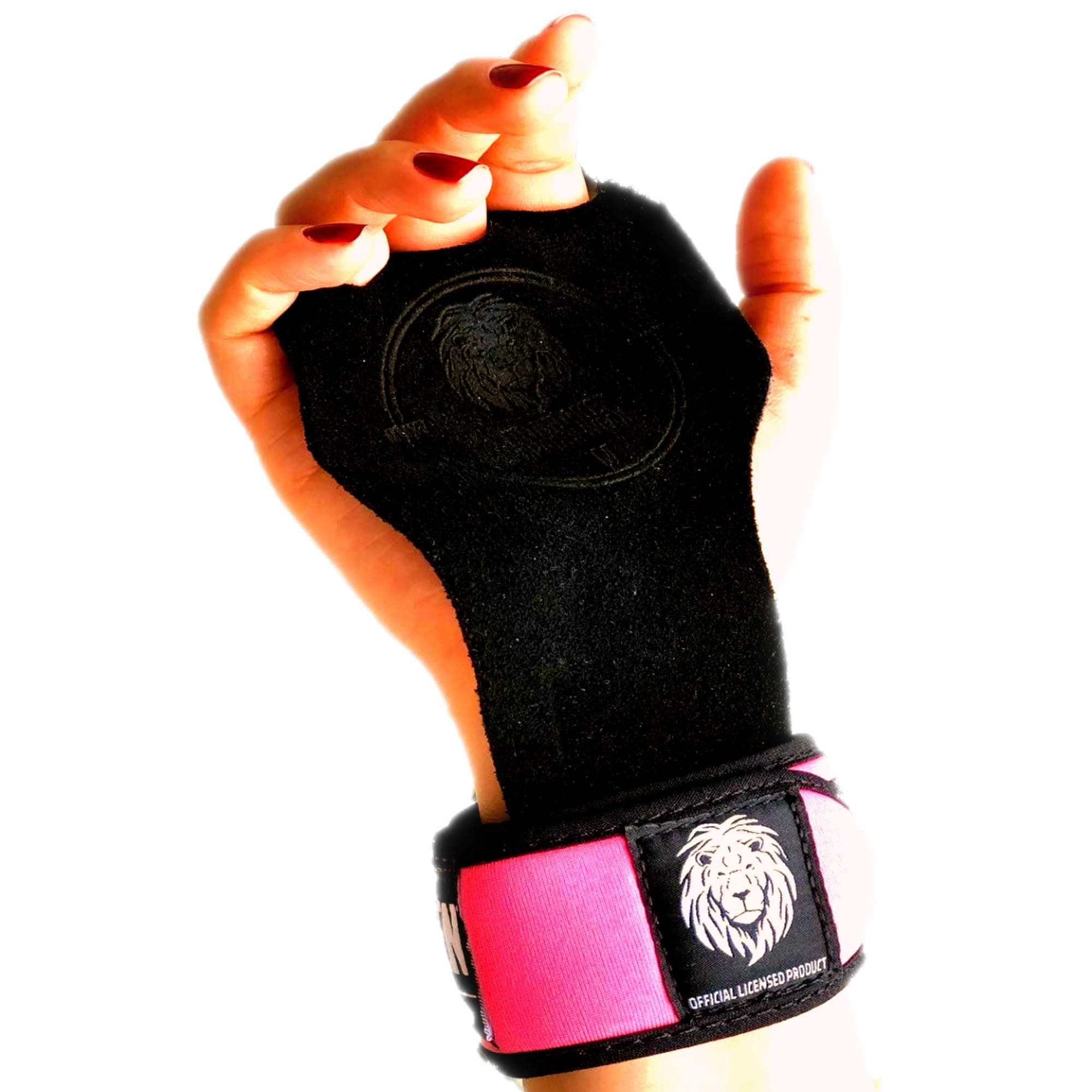 Gymnastics Grips - Hand Wrist Lift Gloves perfect for WOD, pullups, Weight Lifting, Chin ups, Training, Exercise, Kettlebell. Protects Palms! Black Suede Leather + Neoprene Wrist support