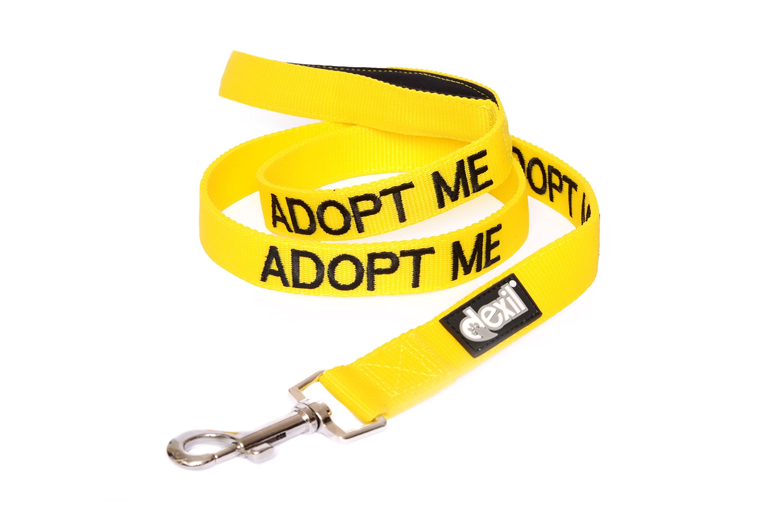Dexil ADOPT ME (I Need A New Home) Yellow Colour Coded 60cm 1.2m 1.8m Luxury Neoprene Padded Handle Dog Leads PREVENTS Accidents By Warning Others Of Your Dog In Advance (1.8m)