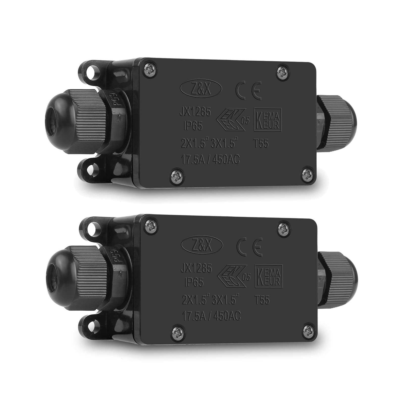 Junction Box - IP65 Waterproof 2 Way Electrical Junction Box Electrical Boxes Outdoor Project Enclosure Underground Cable Line Wires Power Cord Connector Protection, Ø4-8mm Diameter Cable (2 Pack)