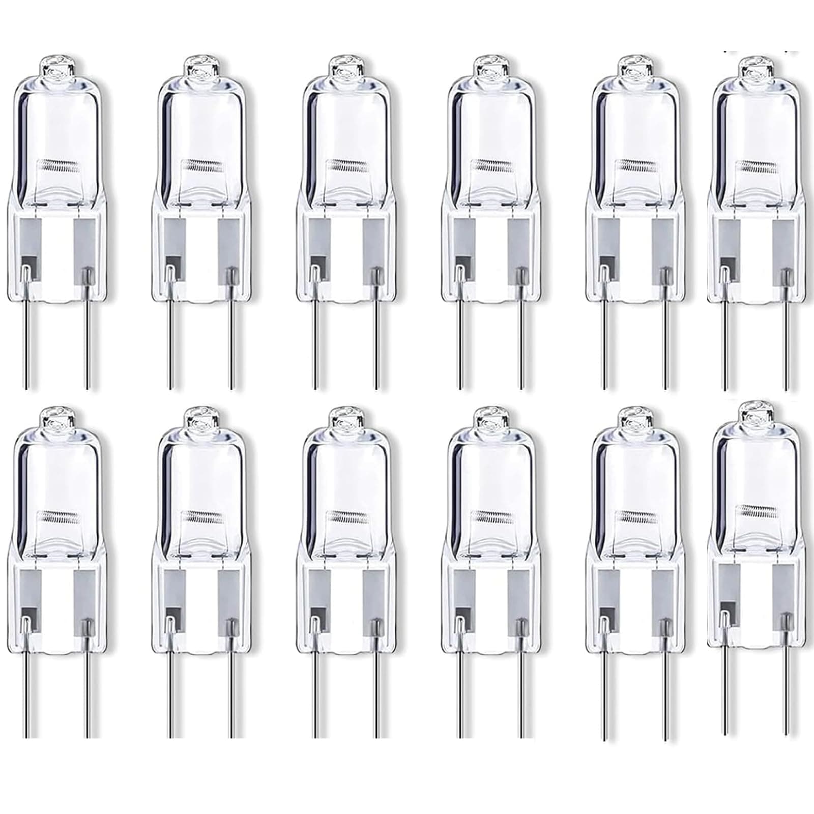 QttvbTna12 Pcs G4 Halogen Bulbs, 2 Pin Lamp Bulb 20W 12V Light Bulbs Clear Capsule, Halogen Pin Base Lamp Warm White Light for Ceiling Lights Cabinet Lights Track Lighting[Energy Class G]