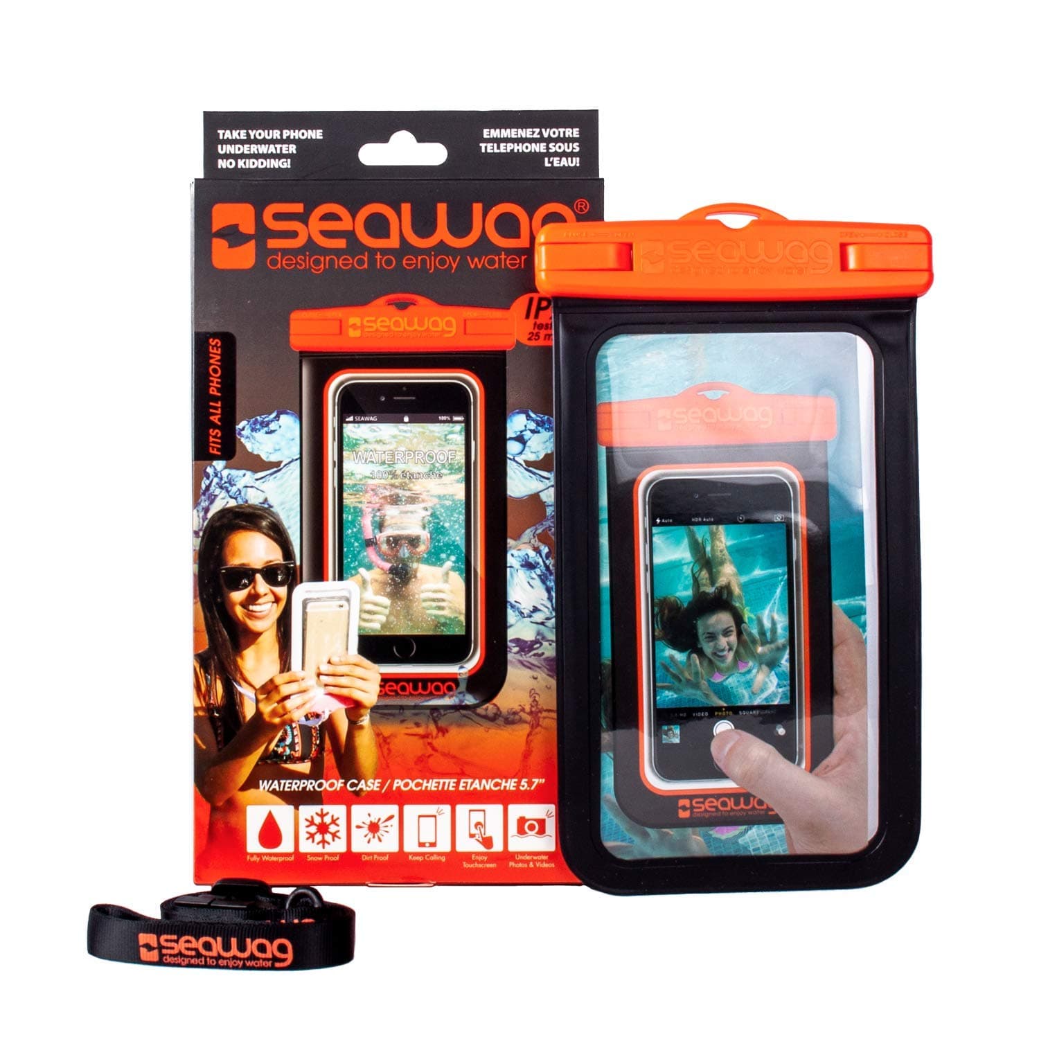 Germ-Free Phone Case Waterproof Case for Smartphone Black/Orange