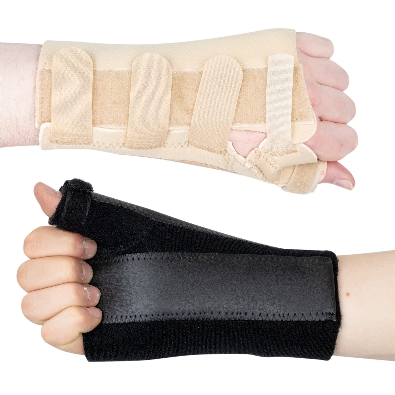 Actesso Wrist Thumb Support - Brace with metal Splint - Ideal for thumb injuries, Scaphoid Fractures and Sprains [Select your size] (Black, Large Right)