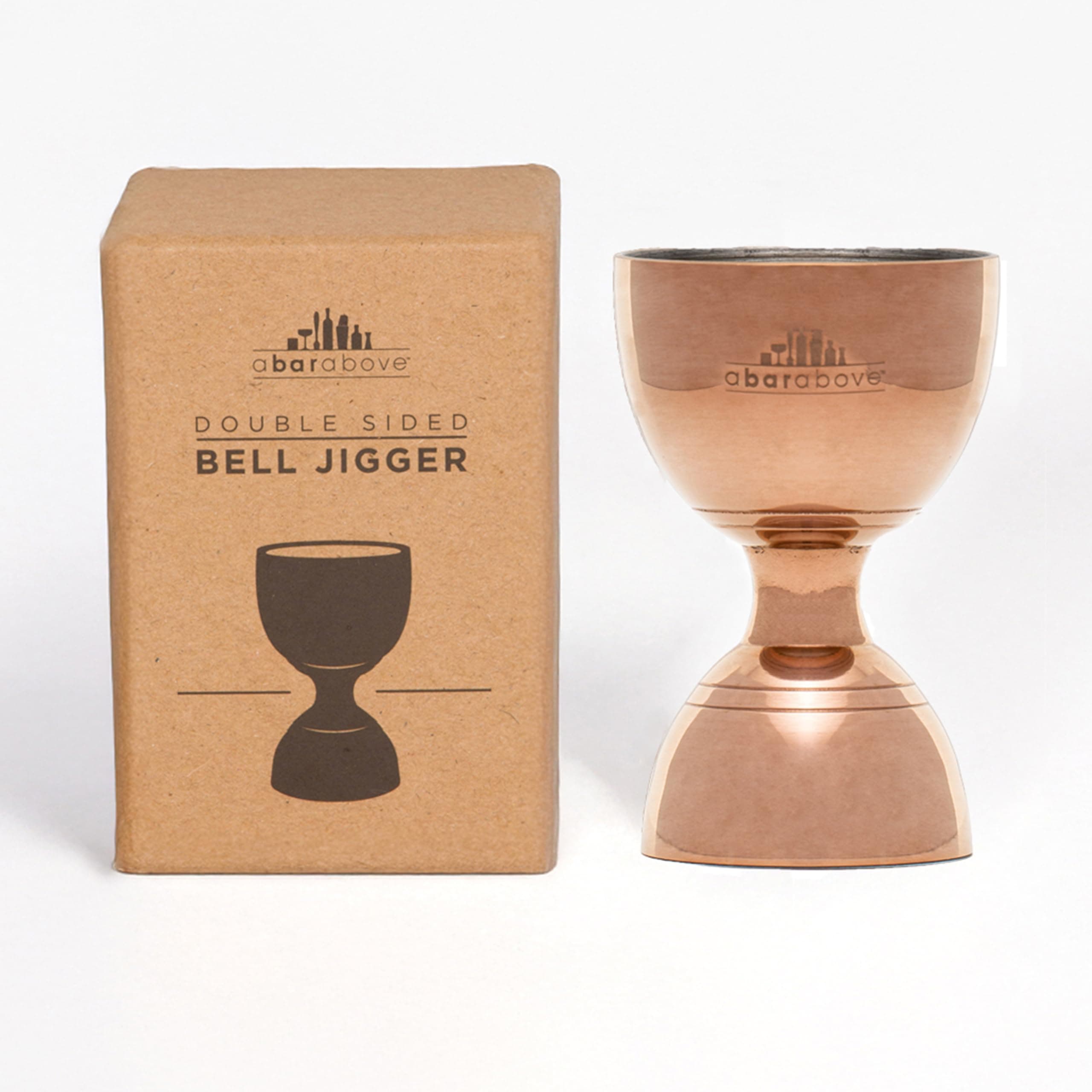 Premium Bell Jigger, 304 Stainless Steel Double Cocktail Jigger with 10 Internal Measurements, Heavy Duty Professional Tool for Bartending, Antique Copper Finish, Ergonomic Design, 1 Pack