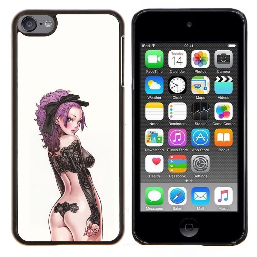 Dragon Case - FOR Apple iPod Touch 6 6th Generation - sexy bat woman purple tattoo butt cute - Design Hard Plastic Protective Case Slim Fit Cover