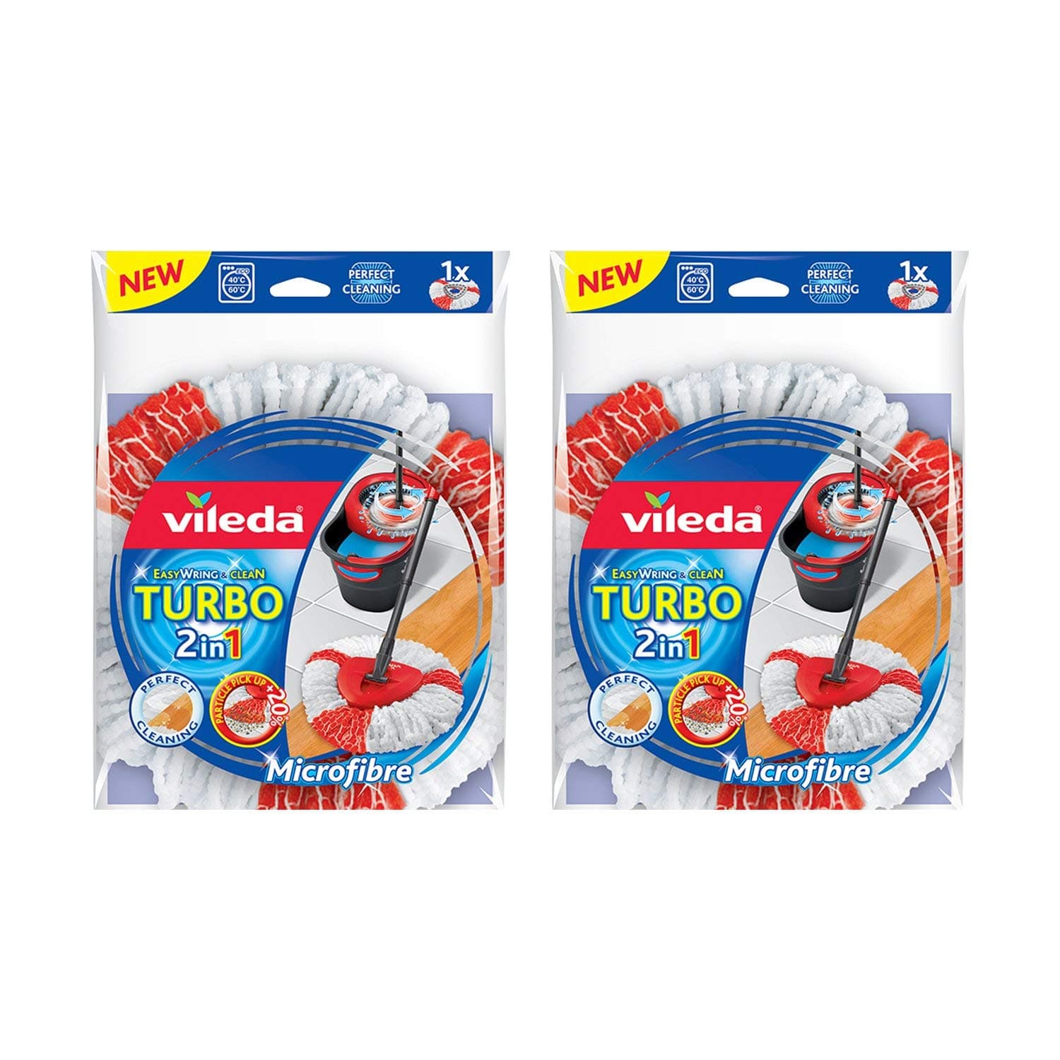 Vileda Turbo Spin Mop Refill, 2 Pack, Red, 16.5 x 30 x 22 cm