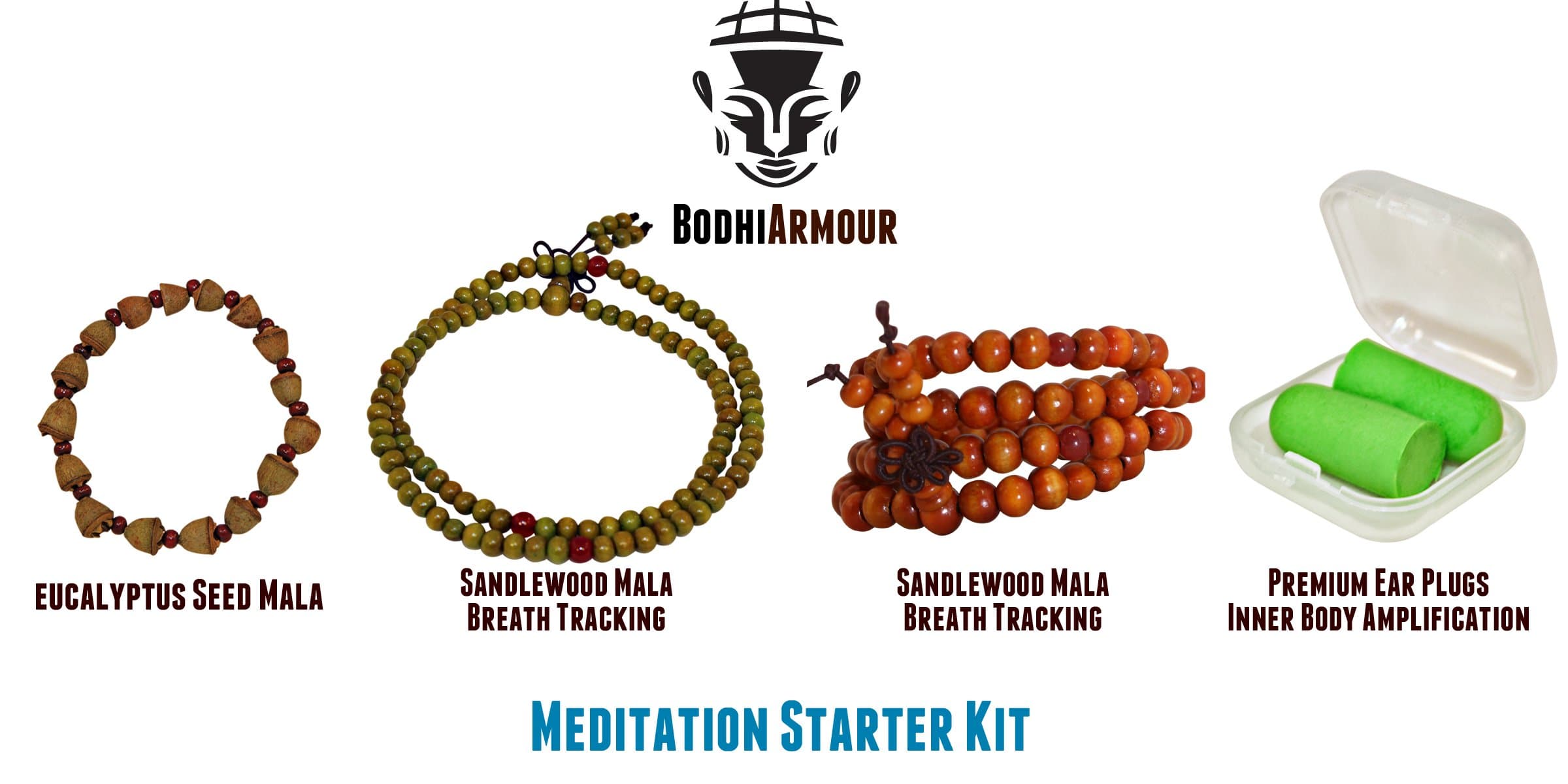 Meditation Mala Bracelet Kit with Course Includes Meditation Beads Bracelet, a Mala Bracelet, and a Bodhi Seed Bracelet (Brown Sandlewood Meditation Wrap)