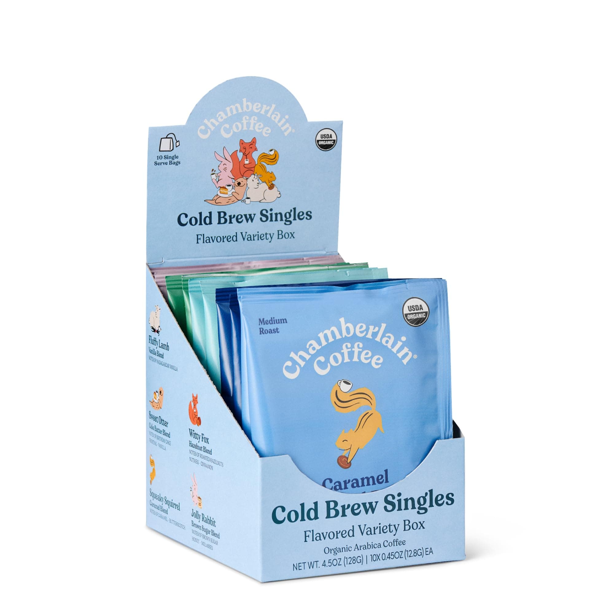 Organic Flavored Variety Cold Brew Singles Medium Roast – 10 Single Serve Bags w/Different Flavors - For Summer Use, at Home, Camping, or Travel - Coffee Gift Set for Any Occasion