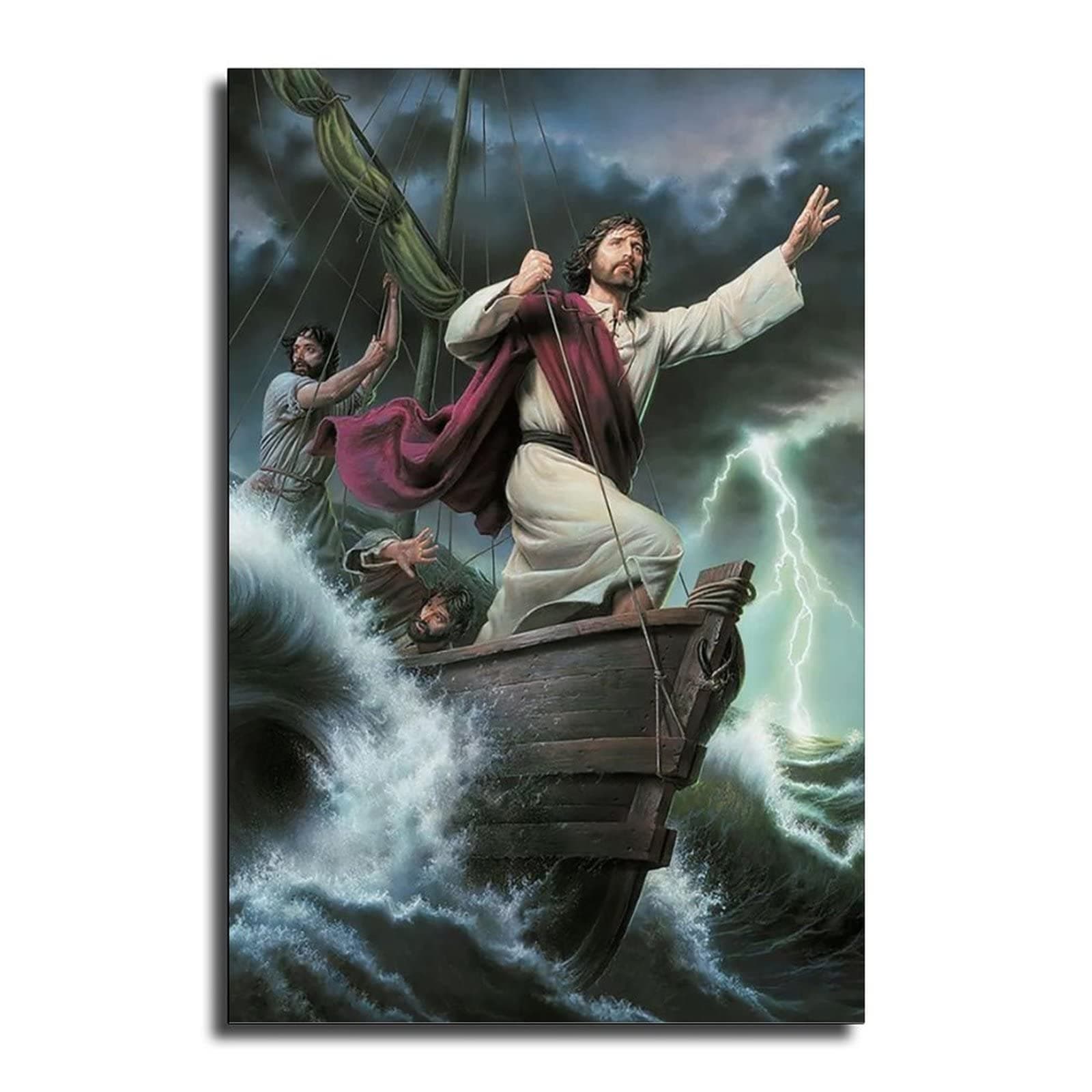 Jesus Js Storm Wall Art Canvas Pictures Wall Art Artwork Prints On Wrapped Canvas Painting Picture For Office 16x24inch(40x60cm)
