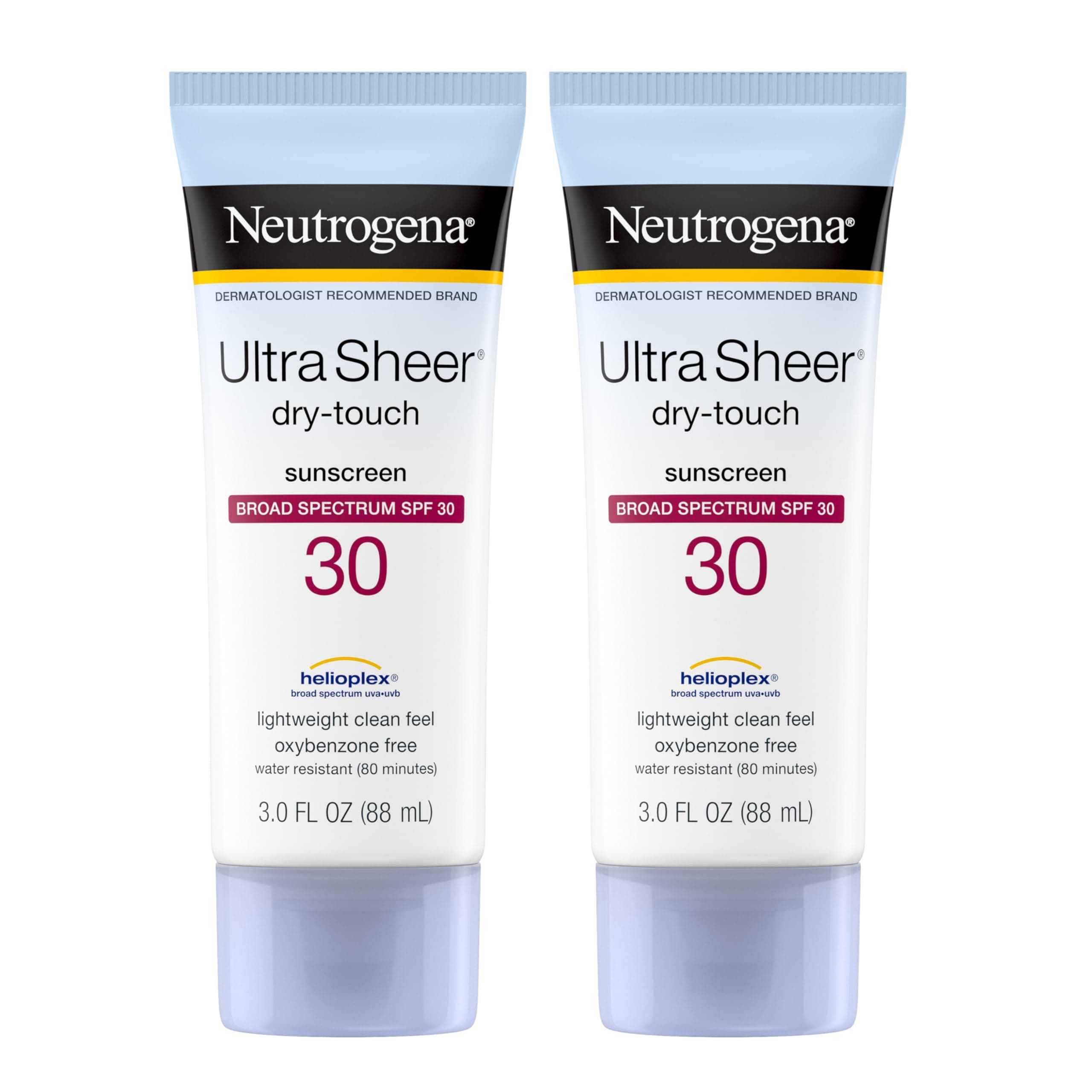Ultra Sheer Dry-Touch Water Resistant and Non-Greasy Sunscreen Lotion with Broad Spectrum SPF 30, 3 fl. oz (Set of 2)