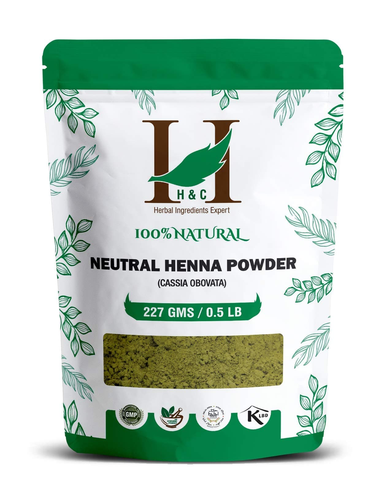 H&C 100% Pure Natural Organically Grown Neutral Henna Powder/Colorless Henna/Senna Powder/Cassia Obovata (227g / (1/2 lb) / 8 ounces) For conditioning your hair without coloring