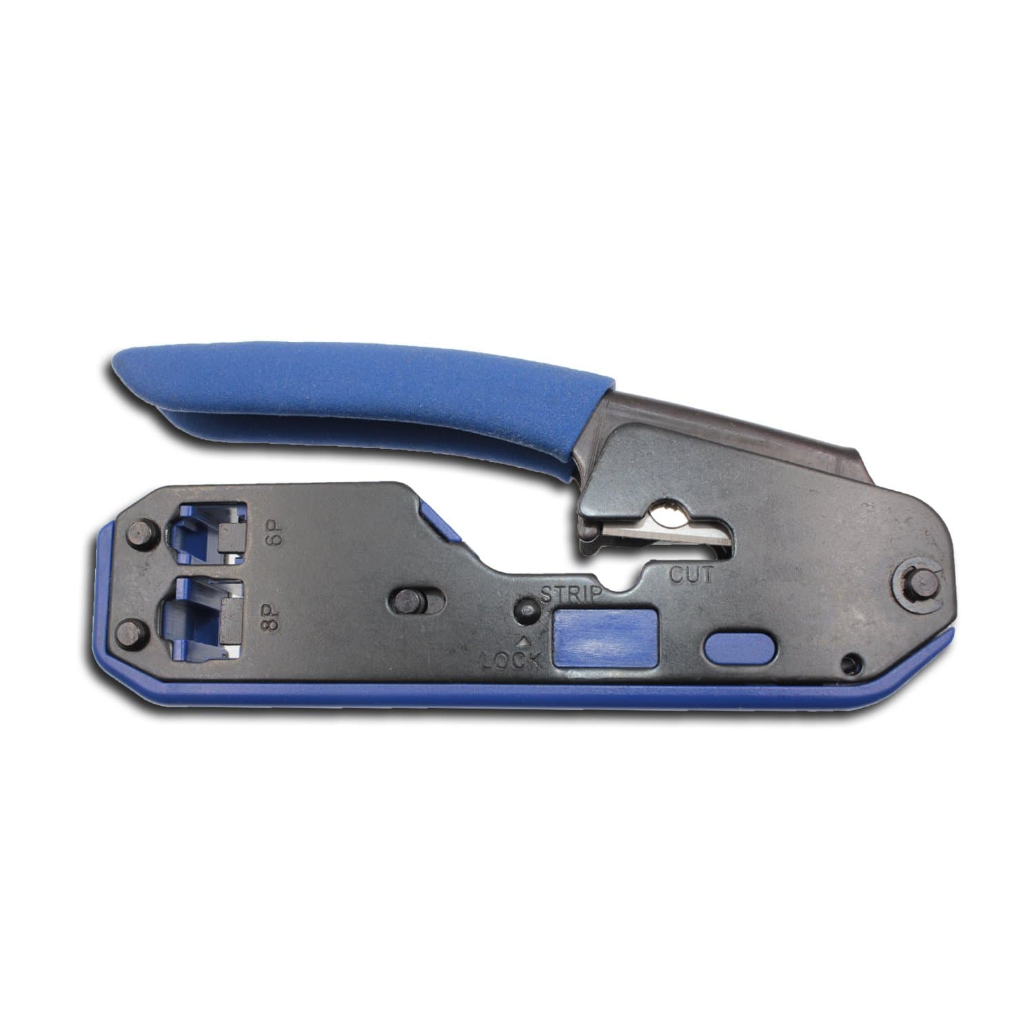 Blue Handle 8P/6P Data/Voice RJ45 RJ11 Connectors Crimp Tool Multi-Function Blades Tools Kit Telephone/Network Crimpers Cuts Strips Crimps CAT3 Cat5 Cat 5E Cat6 Cables Modular Plug Connector Stripper