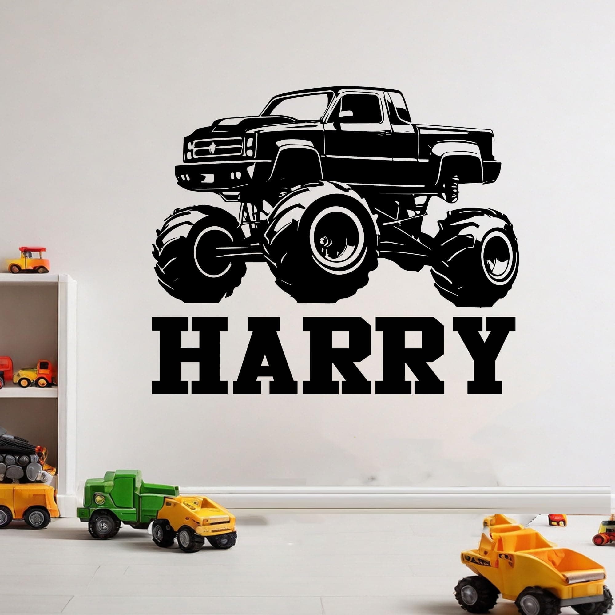 Sponsored Ad – Monster Truck Personalised wall Stickers, Custom name truck wall declas, Monster vinyl decal Kids Bedroom Nursery Playroom home Decor
