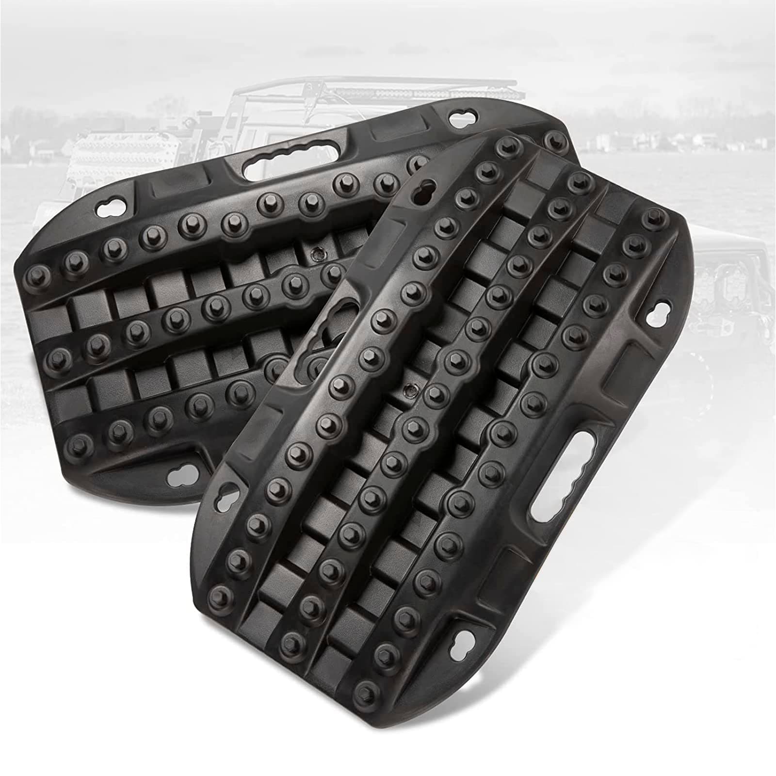 BUNKER INDUST Off-Road Traction Boards, 2 Pcs Recovery Tracks Traction Mat for 4X4 Jeep Mud, Sand, Snow Traction Ladder-Black Tire Traction Tool