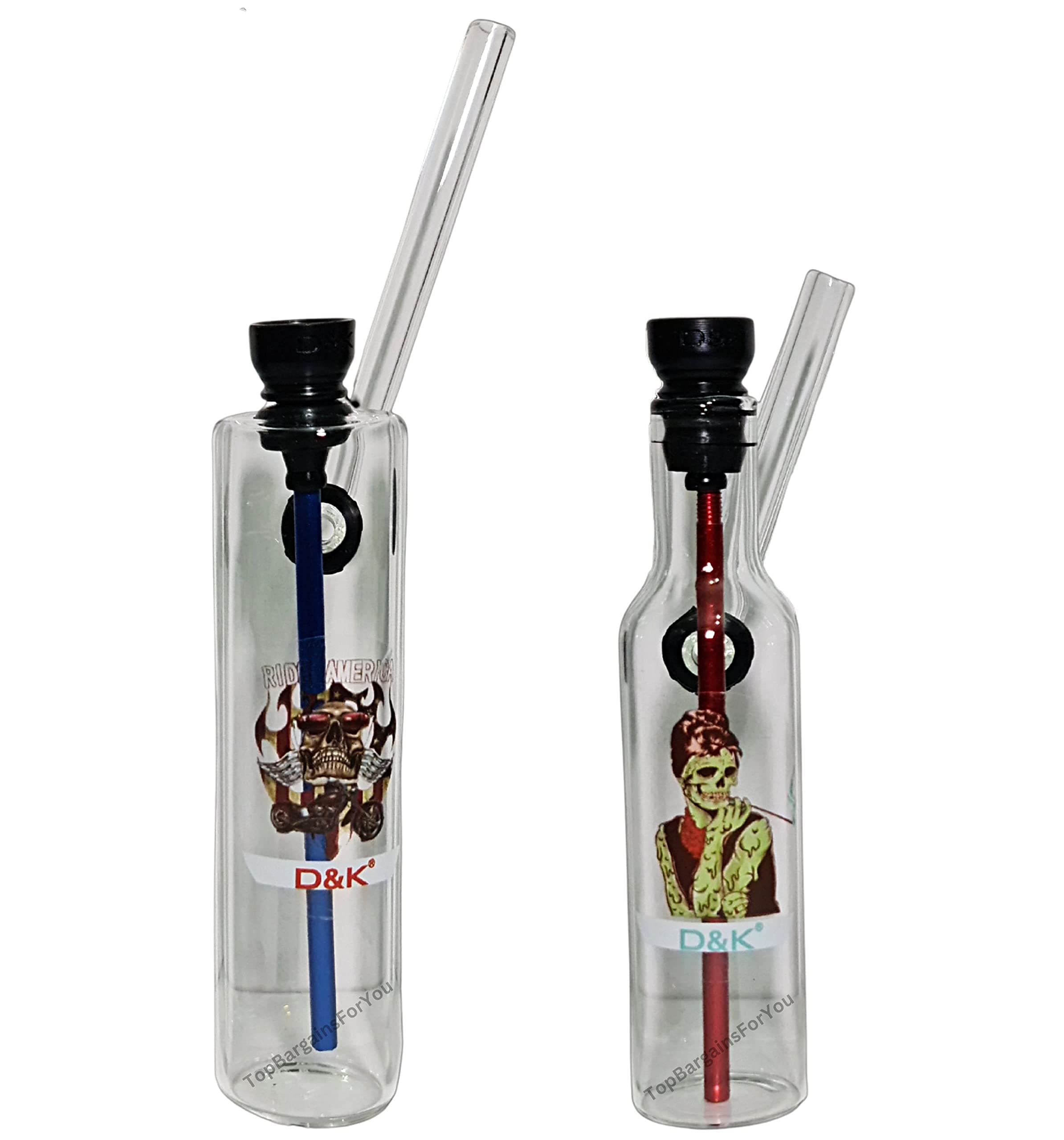 Zactly – 1 Pcs Long Borosilicate Glass Rotatable Mini Water Bong 5.5 Inch 14 cm Clear Smoking Pipe Hookah Style Dismantleable Detachable & Easy to Clean