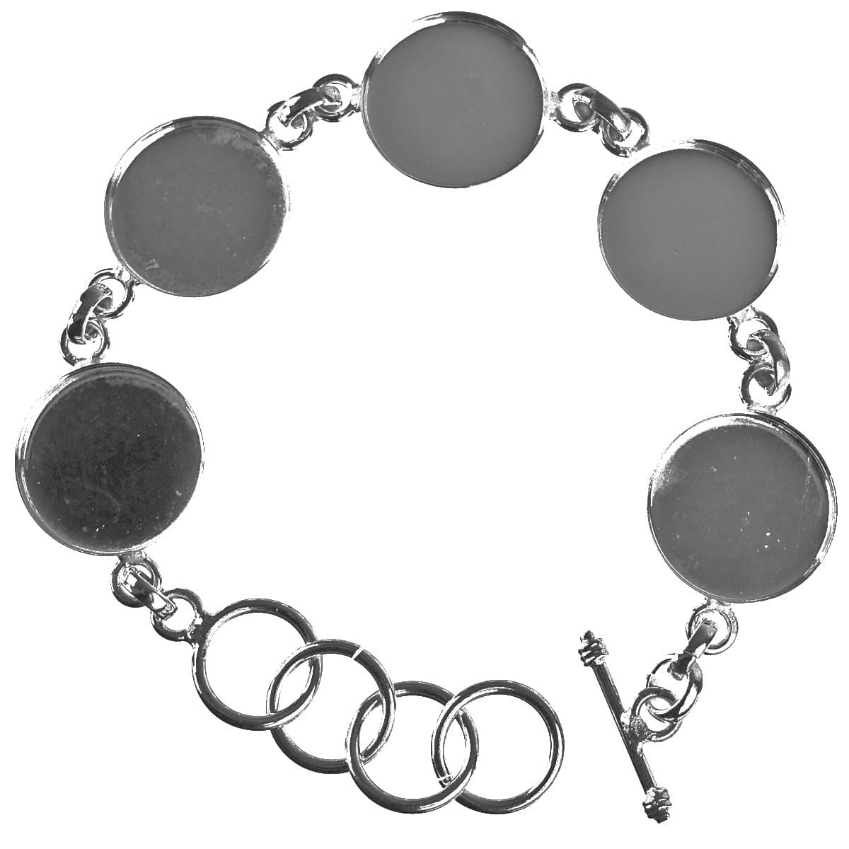 Art Night Out Sterling Silver-Plated Link Bracelet with Circle Bezels