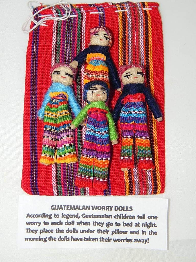 Worry Dolls Large Pouch for Boys Contains 4 3" Dolls