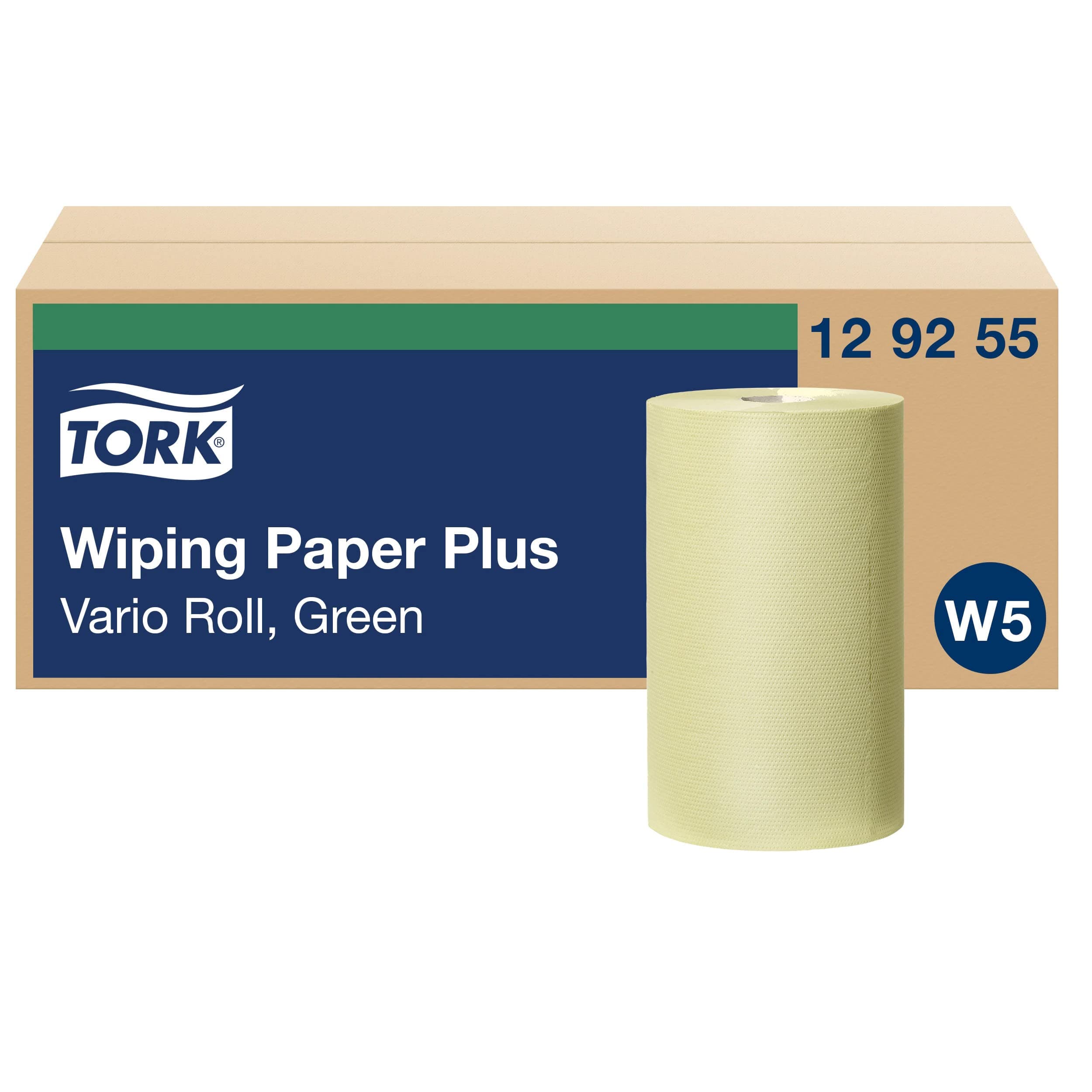 Tork129255 Multipurpose wiping paper roll W5 / Highly absorbent green paper hand towel roll compatible with Tork W5 Vario roll system / 10 x 200 sheets (23 x 27.5cm)