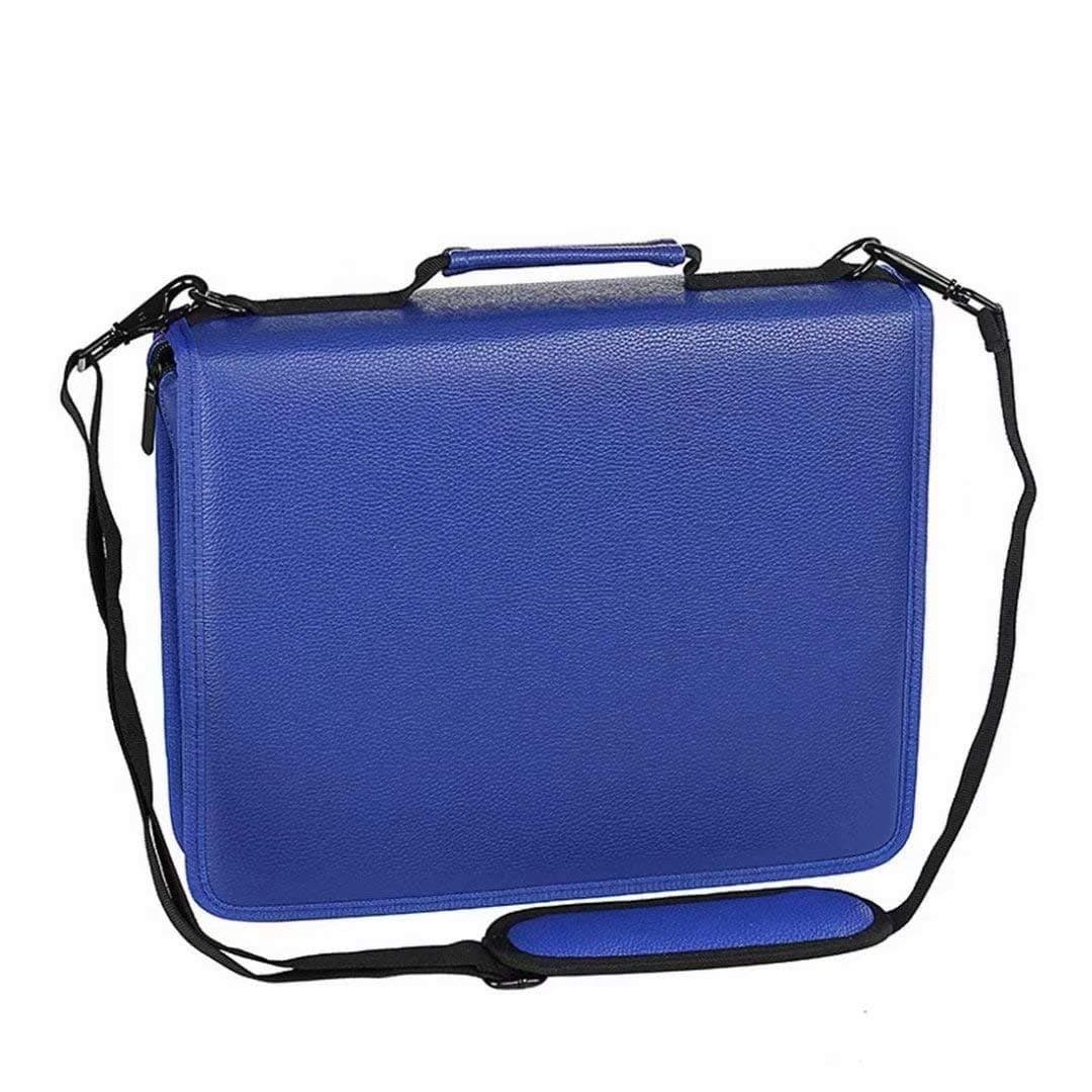 WINSHEA 180 Slots Pencil Case PU Leather Students Colored Pencil Cases Holder Wrap Pouch Organizer Pen Storage Bag with Adjustable Strap (No Pencils) (Blue)